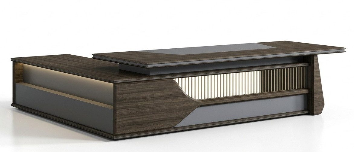 JVmoebel Eckschreibtisch Moderner Eckschreibtisch Braun Holz Büro Möbel Chef Design Sofort (1-St), Made in Europa