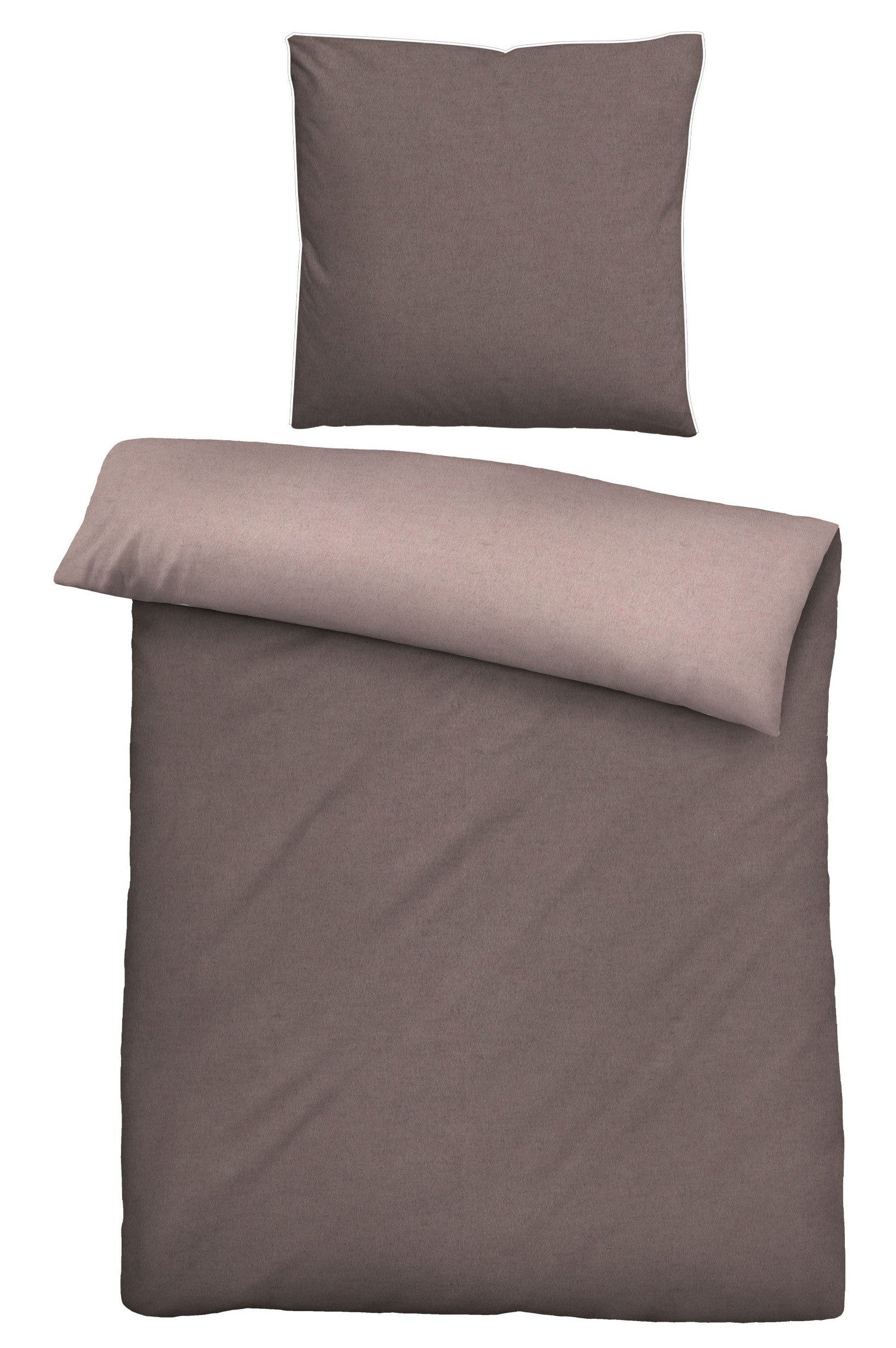 Biberna Bettwäsche Biberna Melange- Flanell Bettwäsche 'Uni' 135 x 200 cm