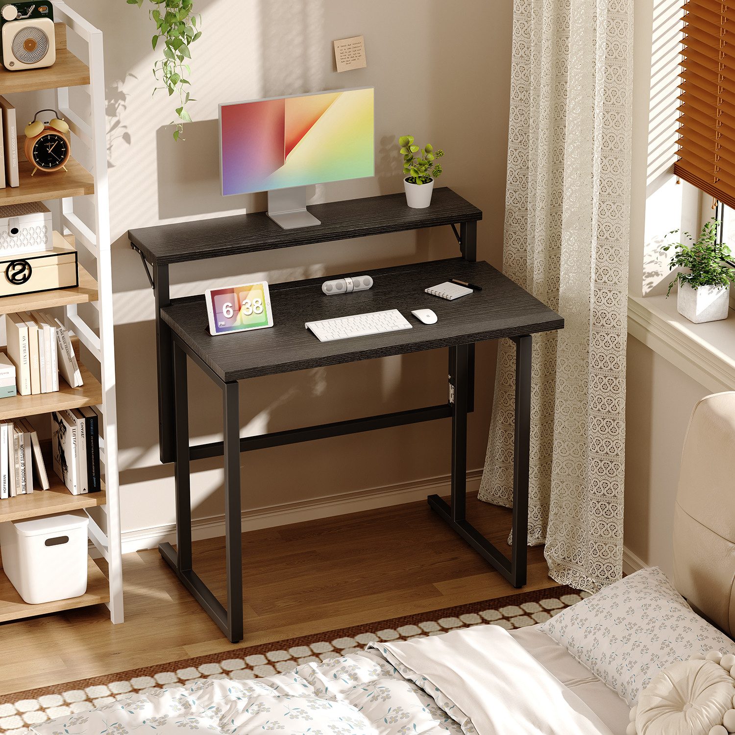 HOMALL Schreibtisch Klappbarer Schreibtisch mit Monitorhalterung Gaming-Schreibtisch (80 cm breiter mehrstufiger Notebook-Schreibtisch, bequem zusammenklappbar)