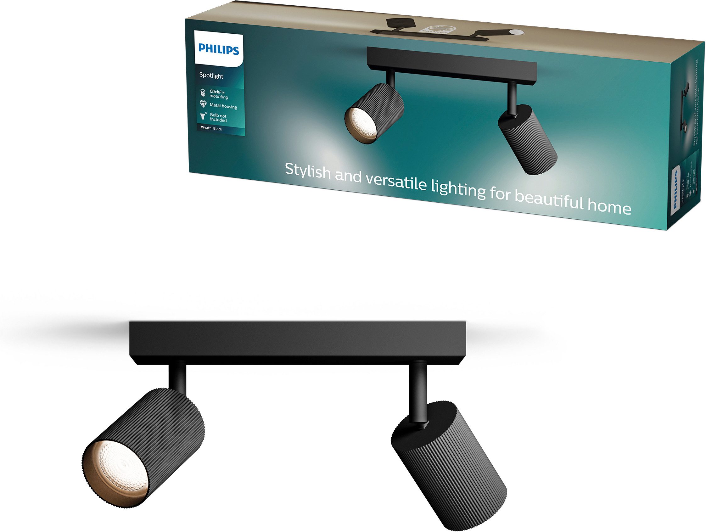 Philips Deckenspot Wyatt LED, Aluminium, exklusive GU10, ohne Leuchtmittel, Wand- & Deckenmontage, schwenkbar