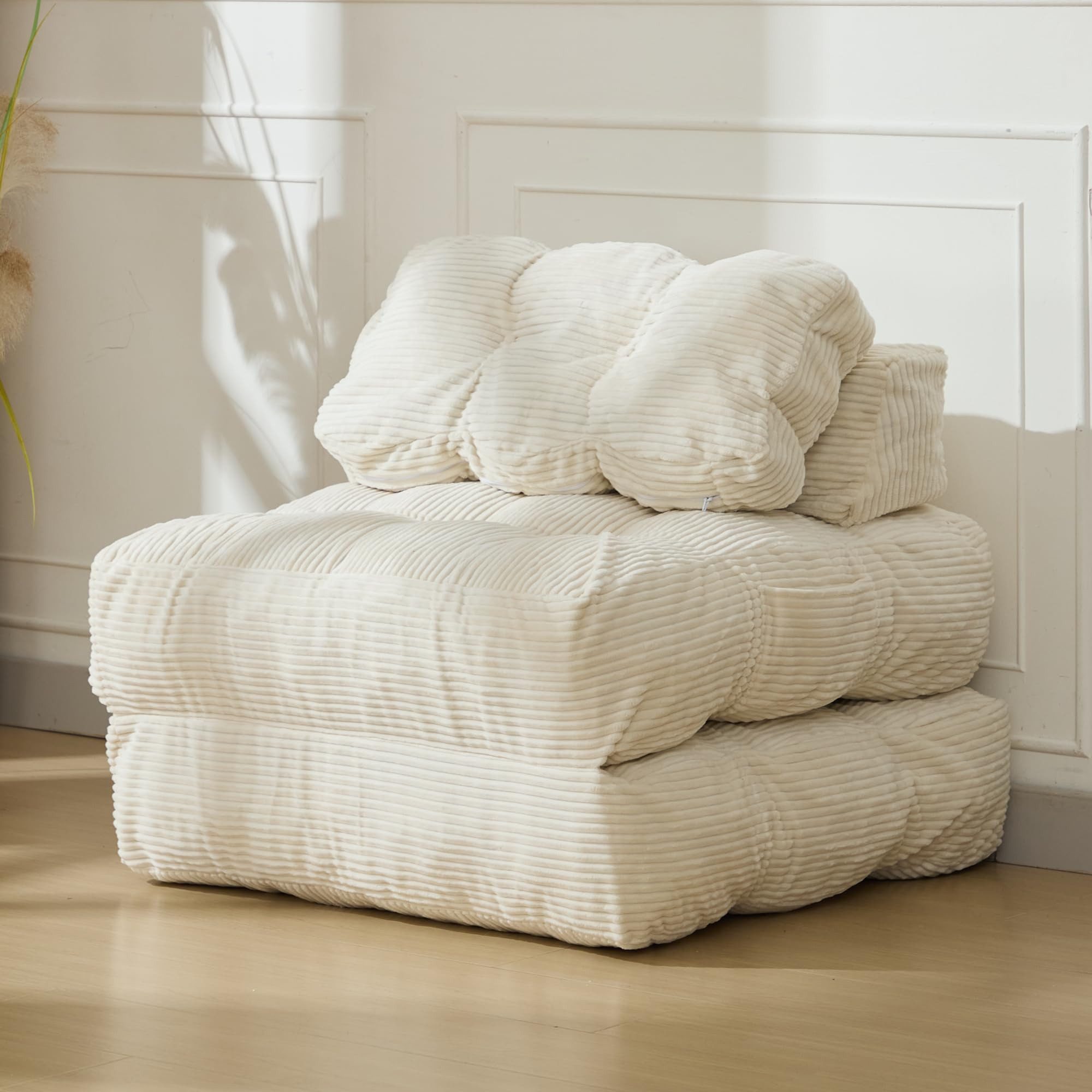 Schlafsofa mit Kissen 3-in-1 Klappsofa aus Cord Schlafsessel Multifunktionssofa