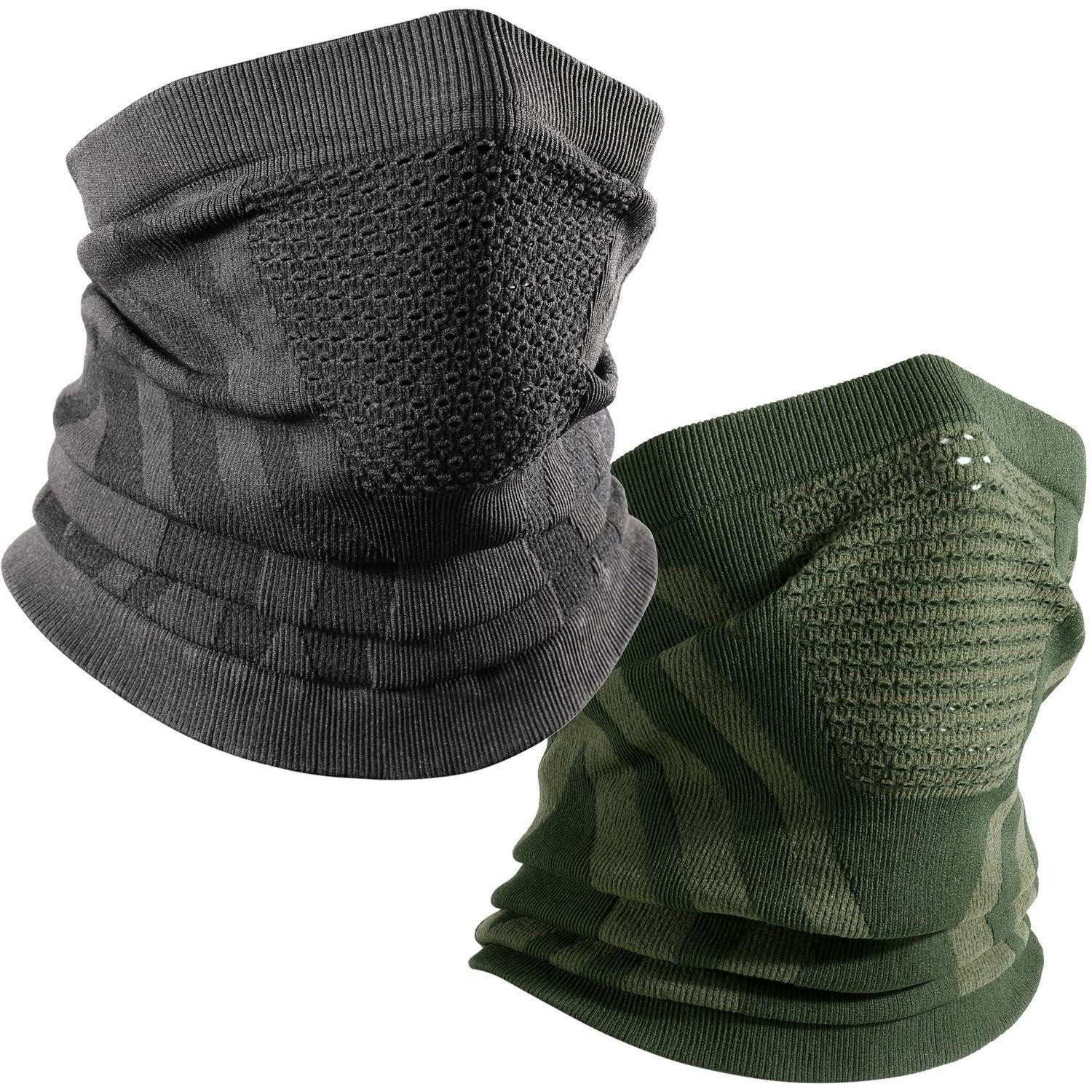 LuxusKollektion Sturmhaube Halswärmer Gamasche Gesichtsmaske 2 Stück – Alle Schwarz + Rün