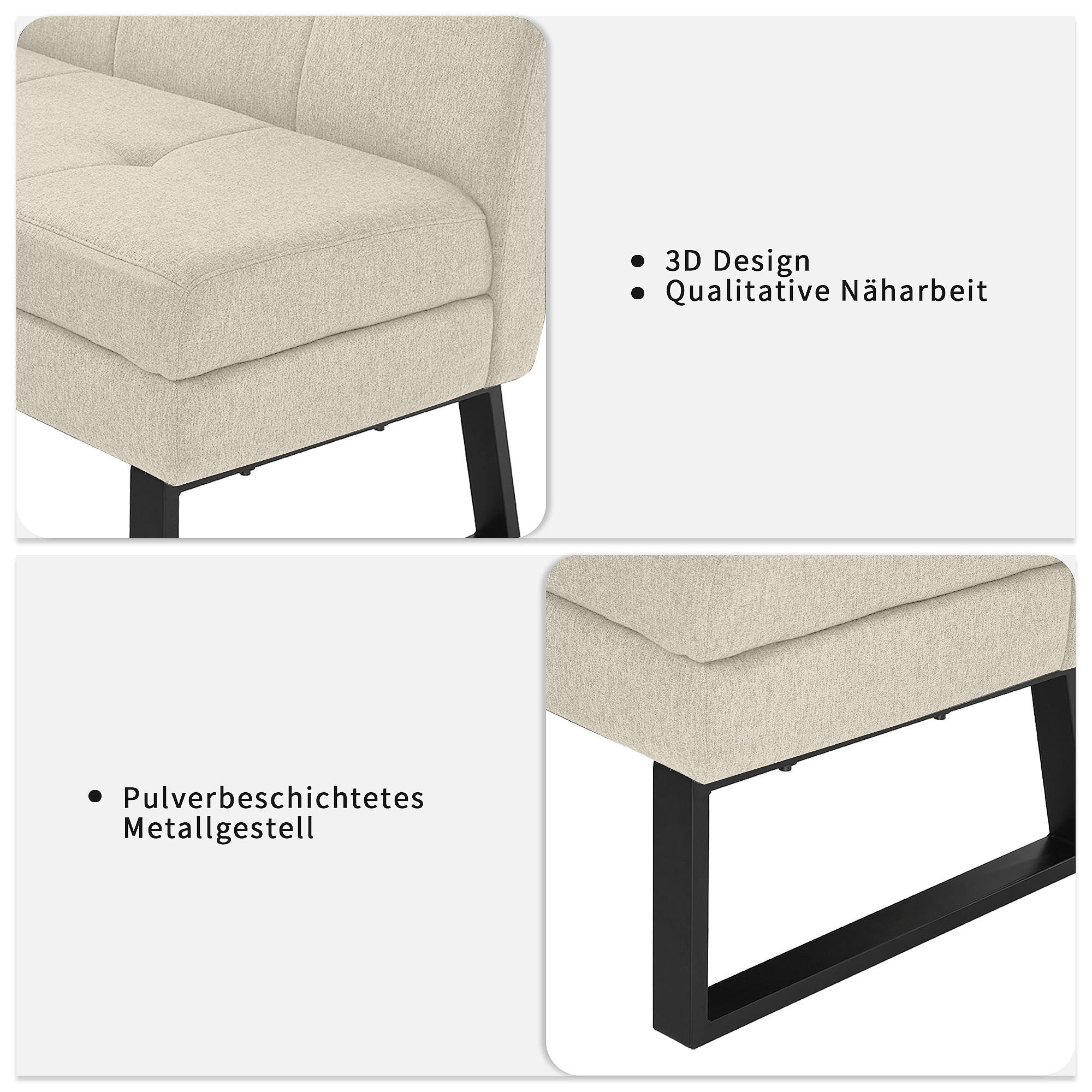 OTTO home Eckbank Geranie, Sitzbank, Essbank, pflegeleichter Strukturstoff, Eckbank inkl. Stauraum, Pulverbeschichtetes Metallgestell