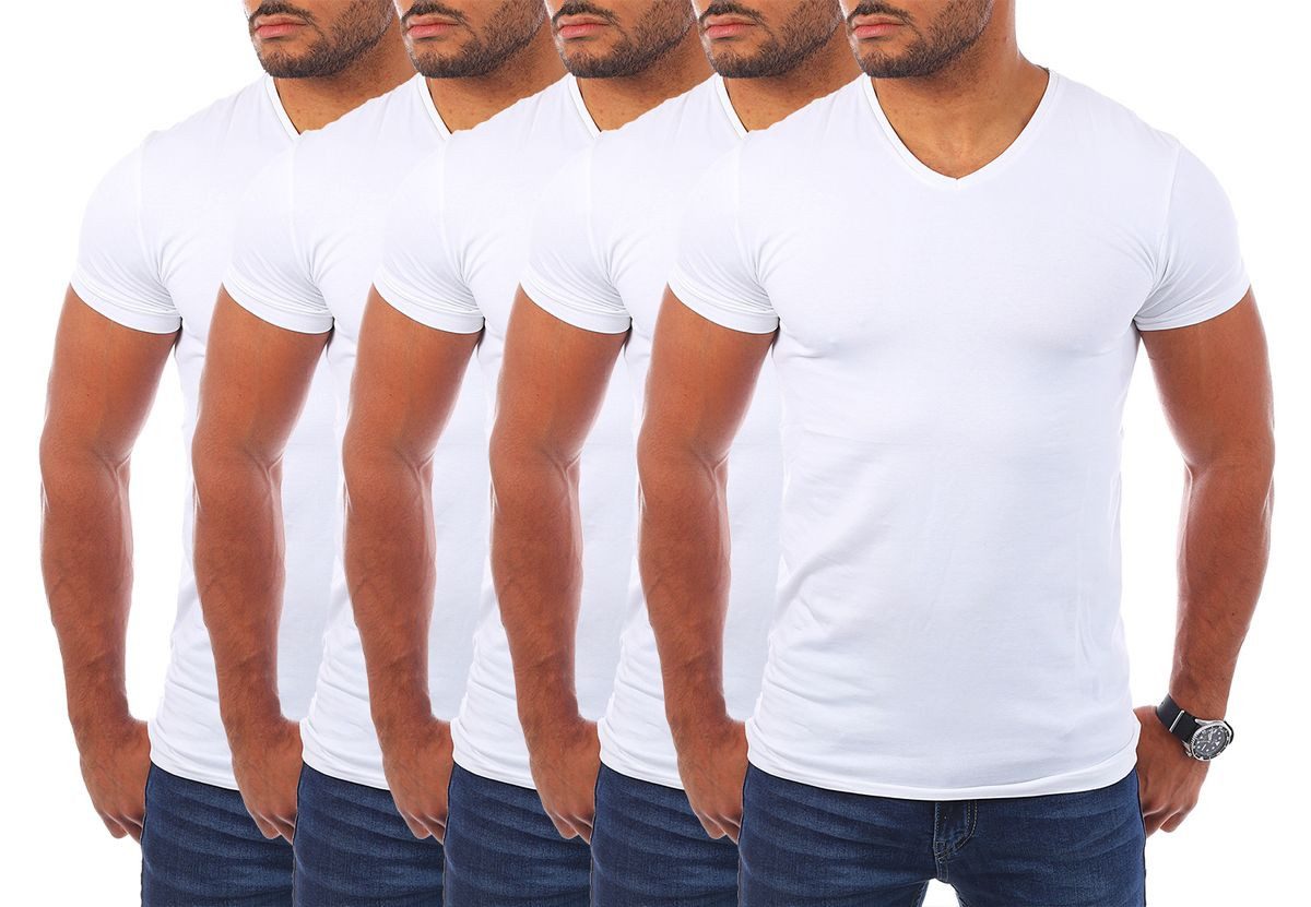 Young & Rich T-Shirt Herren Uni Basic V-neck V-Ausschnitt Unterziehshirt 1700 V-Ausschnitt unifarben kurzarm slim fit