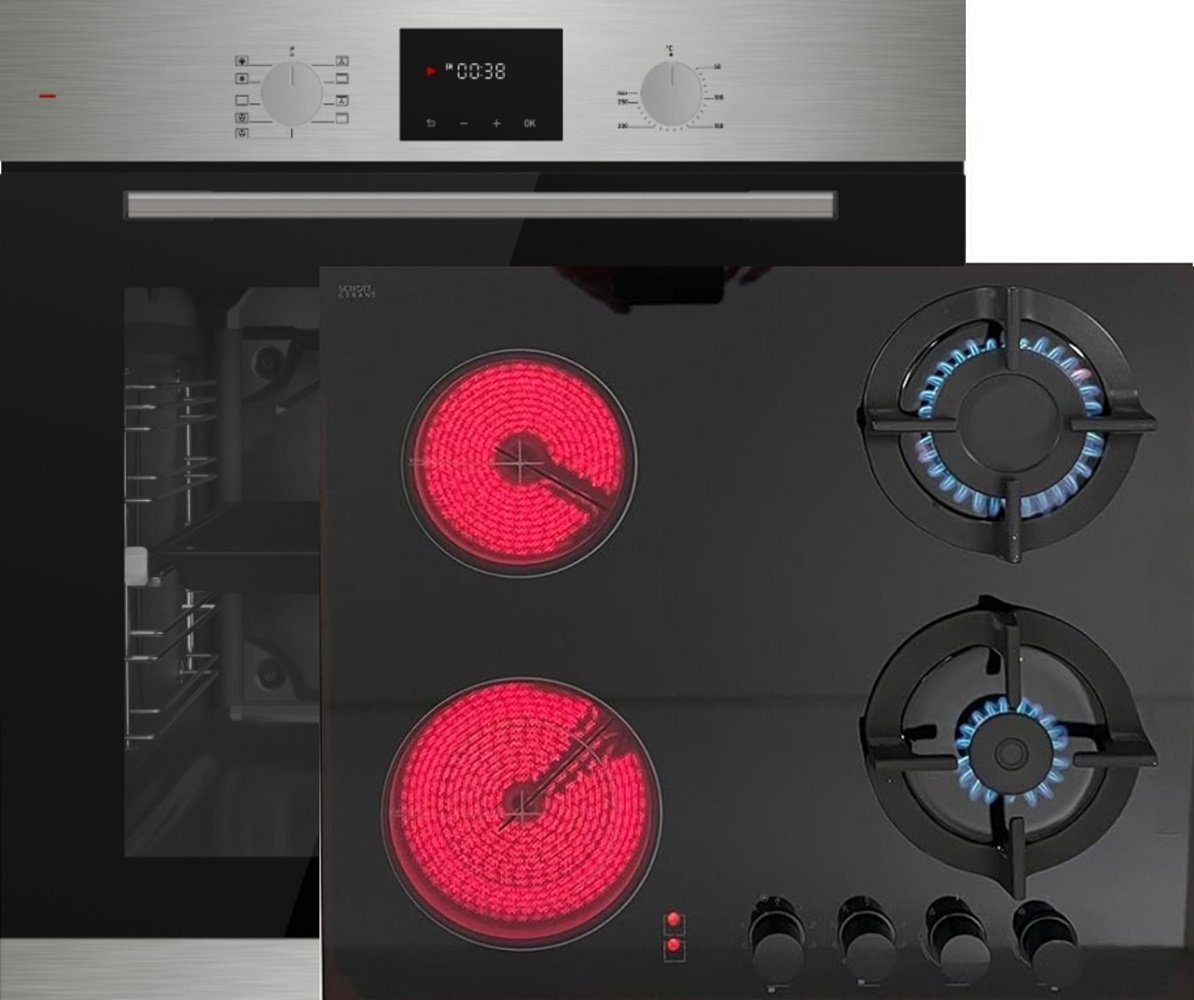 Böhme Elektro-Herd-Set HB60AB80LB_GAE60HY, Kochfeld Kombie-Elektro / Gas