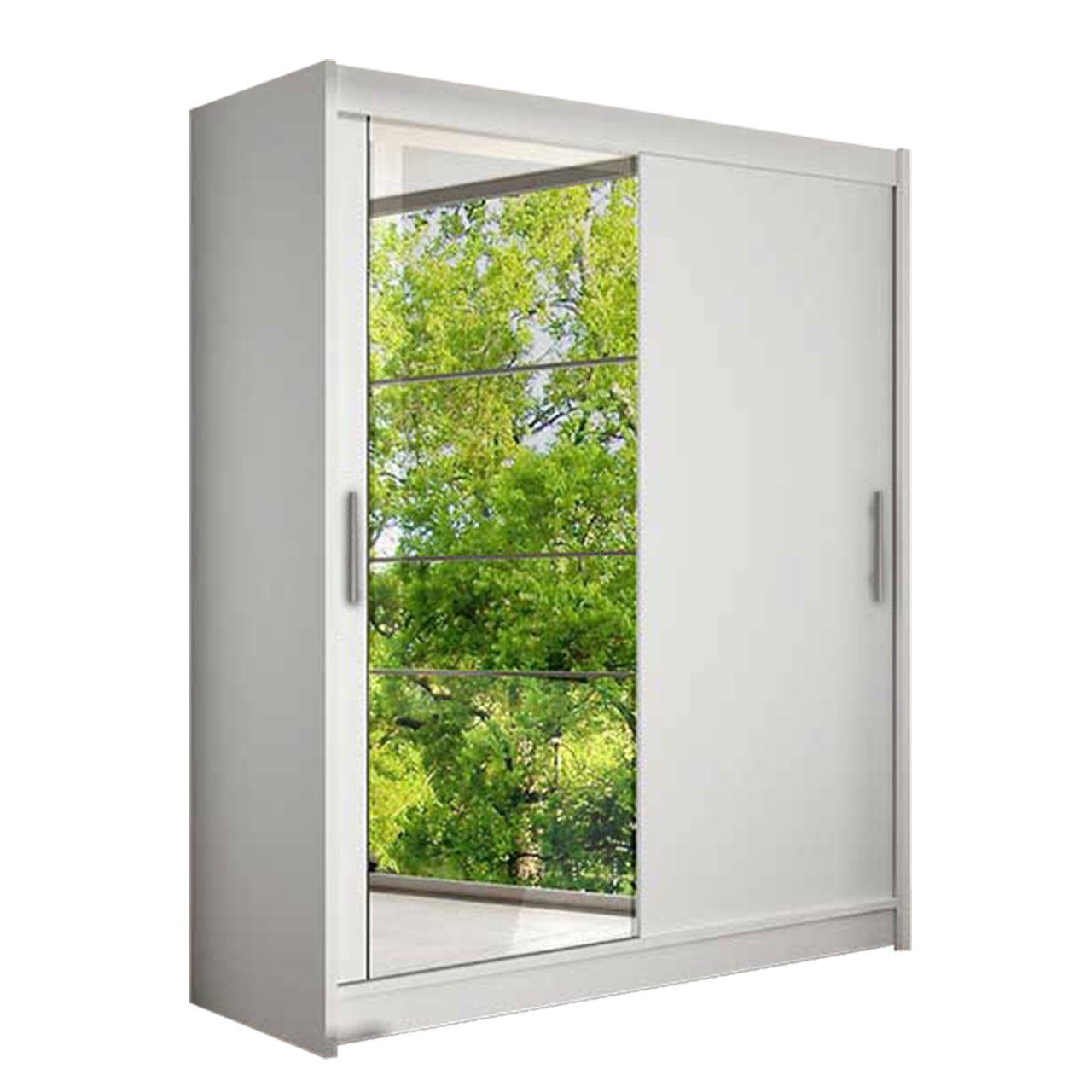 MIRJAN24 Kleiderschrank Westa VI (mit Spiegel, Kleiderstange, Schiebetüren, Einlegeboden) Garderobenschrank, Schwebetürenschrank, 2-türig
