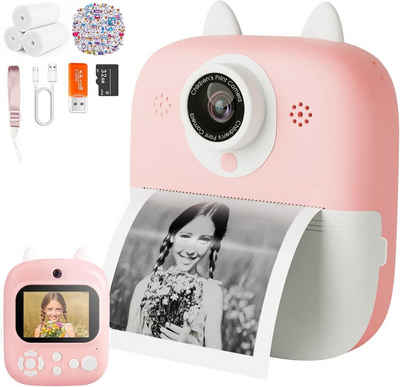 BlingBin Kinder Kamera Mini-Kamera Sofortbildkamera (12 MP, 8x opt. Zoom, inkl. 6 Funktionsmodus, Mit Speicherkarte und Kartenleser, 12MP Dual Lens, 1080P HD-Videoaufzeichnung)