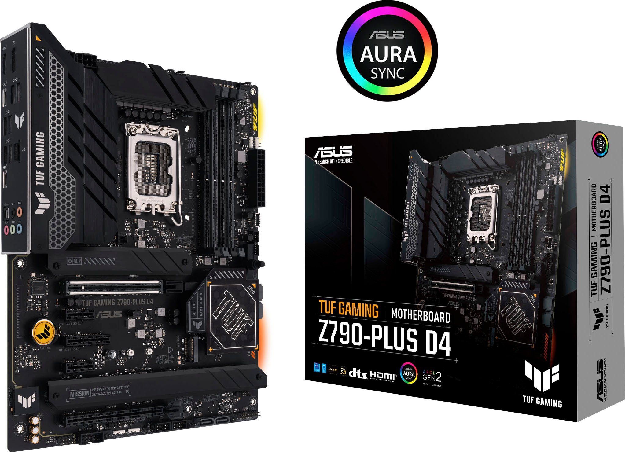 Asus TUF GAMING Z790-PLUS D4 Mainboard, ATX, PCIe 5.0, DDR4 Speicher, 4x M.2, HDMI, DisplayPort