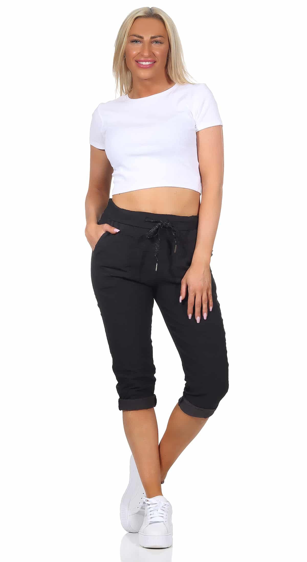 OriginalYou Caprihose Damen Sommerhose 7/8 Chinoshorts in Knitteroptik mit elastischem Bund moderne Knitteroptik, erhältlich in den Größe 36 bis 48 – Bild 4 von 5