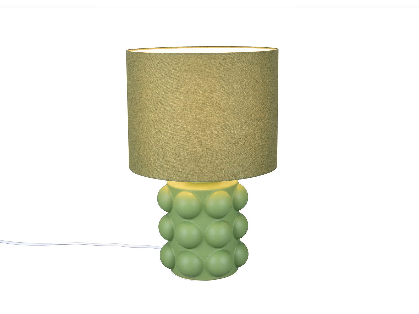 Reality Leuchten LED Nachttischlampe mit Lampenfuß Keramik, Höhe 47cm, Dimmfunktion, LED wechselbar, Warmweiß, Große Retro Tischlampe mit Stoff Lampenschirm, inkl. Leuchtmittel