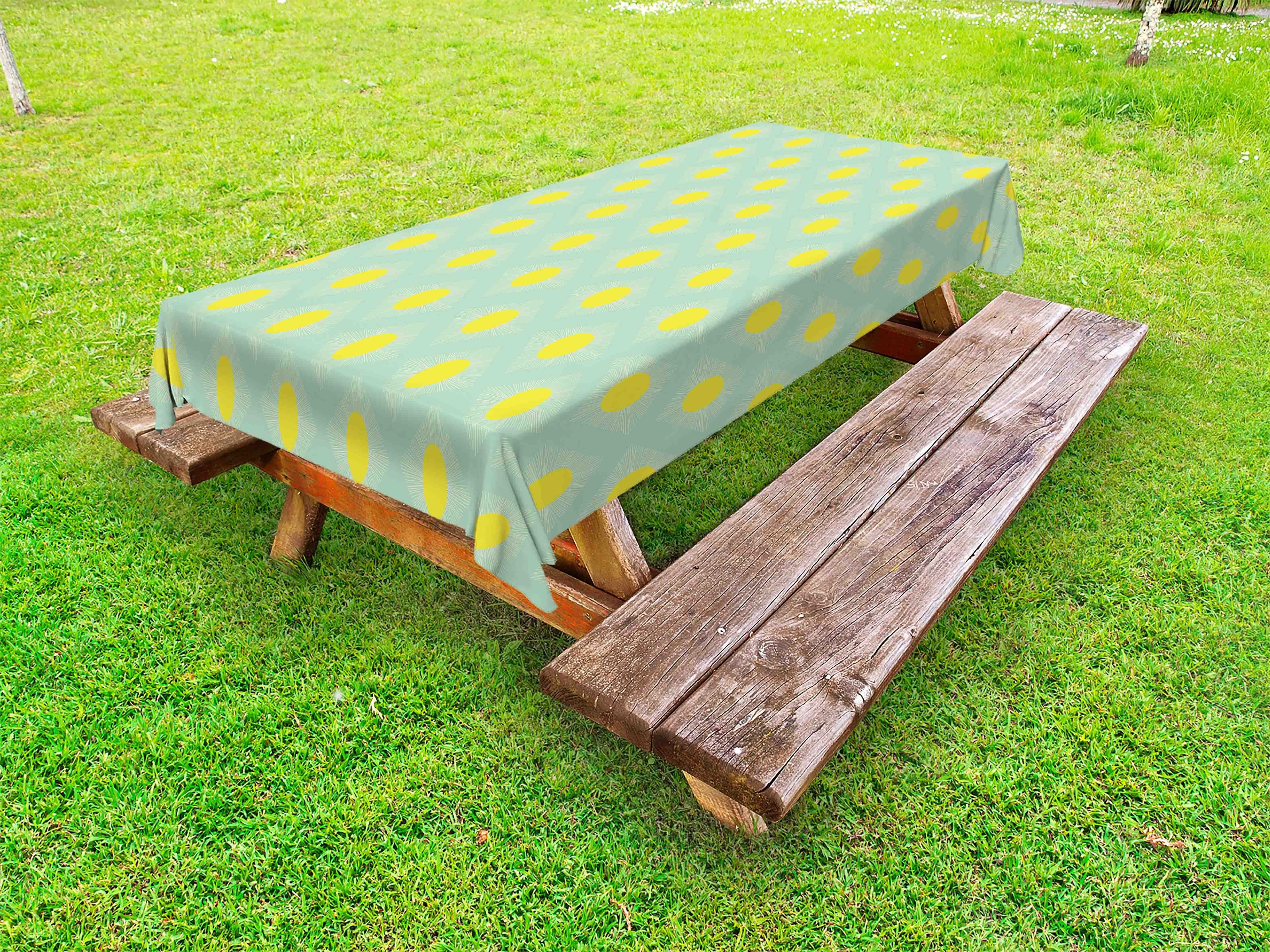 und Moderne Tischdecke waschbare dekorative Picknick-Tischdecke, Sonne Stripes Ovals Abakuhaus