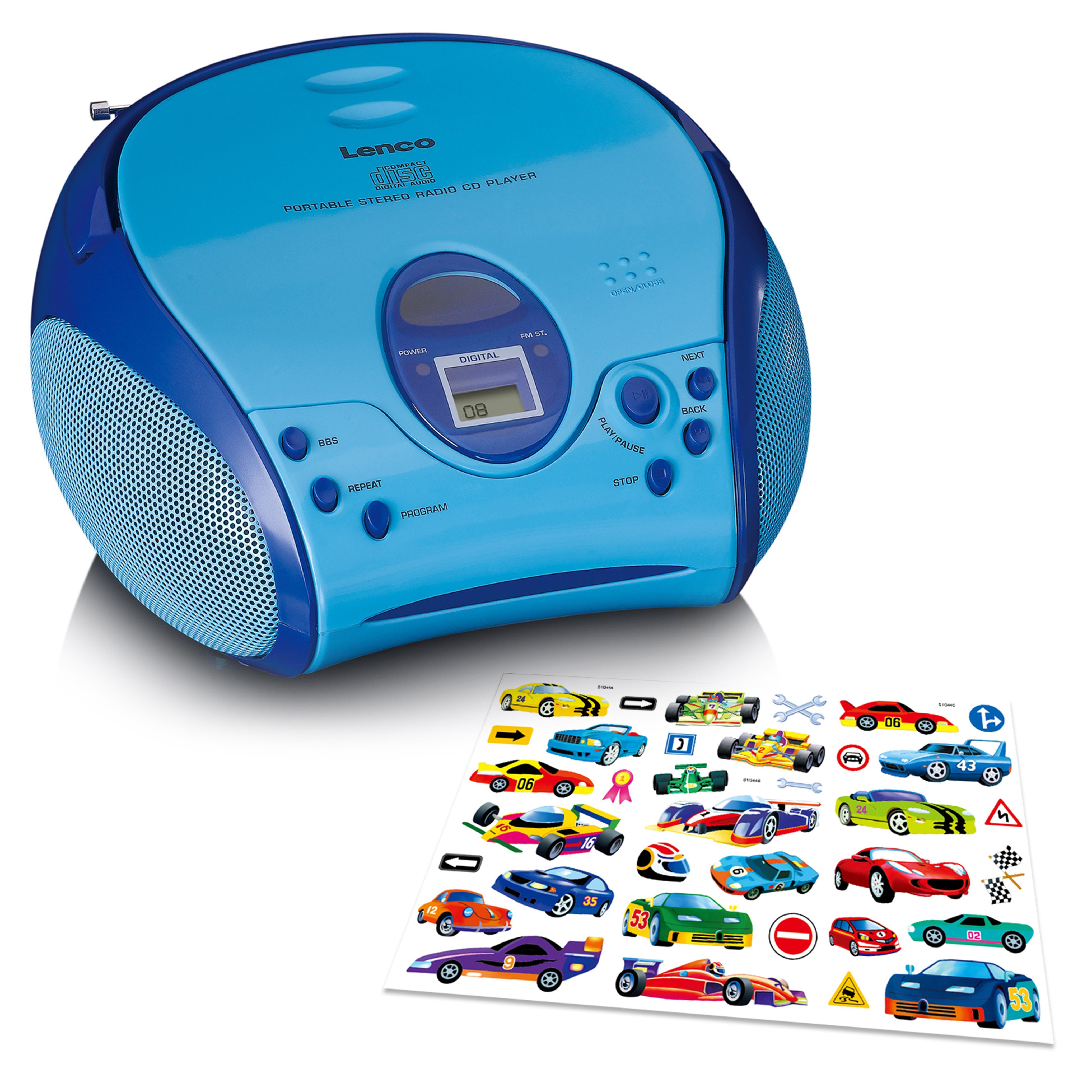 Lenco SCD-24BU kids CD-Player (HD-Auflösung, tragbares Retro-FM-Radio/CD-Player mit Batterie, in diversen Farben)