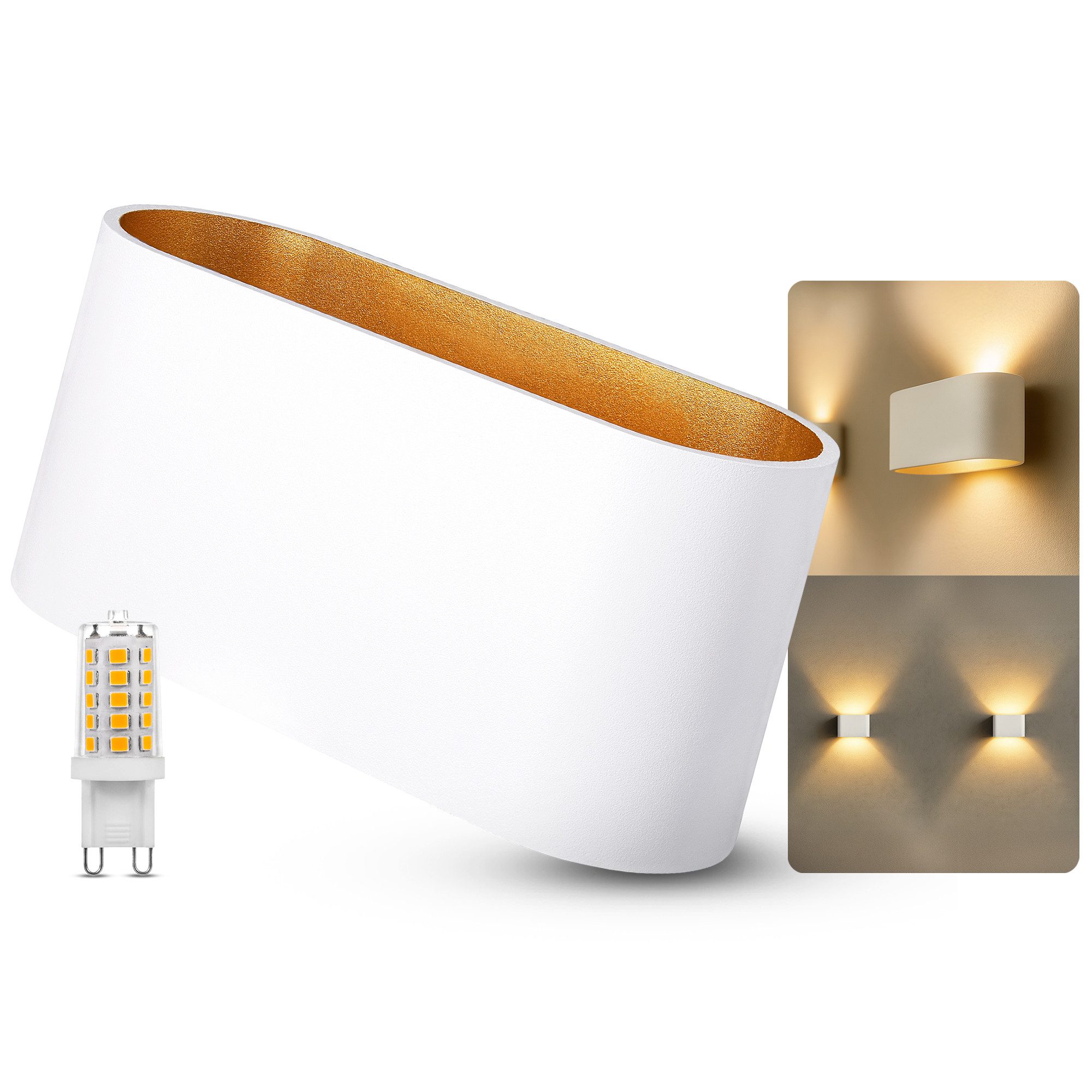 SSC-LUXon LED Wandleuchte JOBERO Wandleuchte weiß Up & Down mit LED 3W G9 L günstig online kaufen