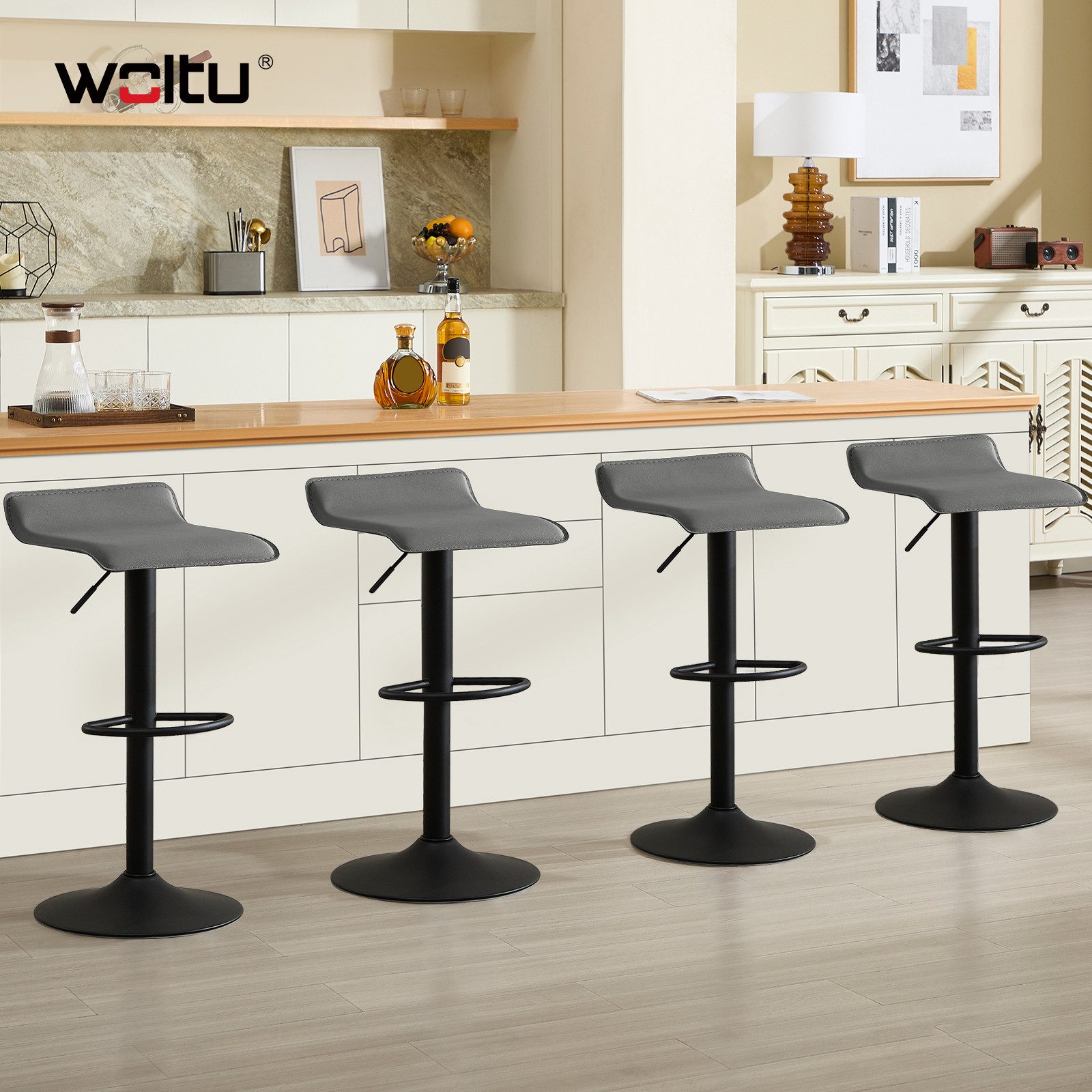 Woltu Barhocker (1 St), Design Hocker stufenlose Höhenverstellung Kunstlede günstig online kaufen