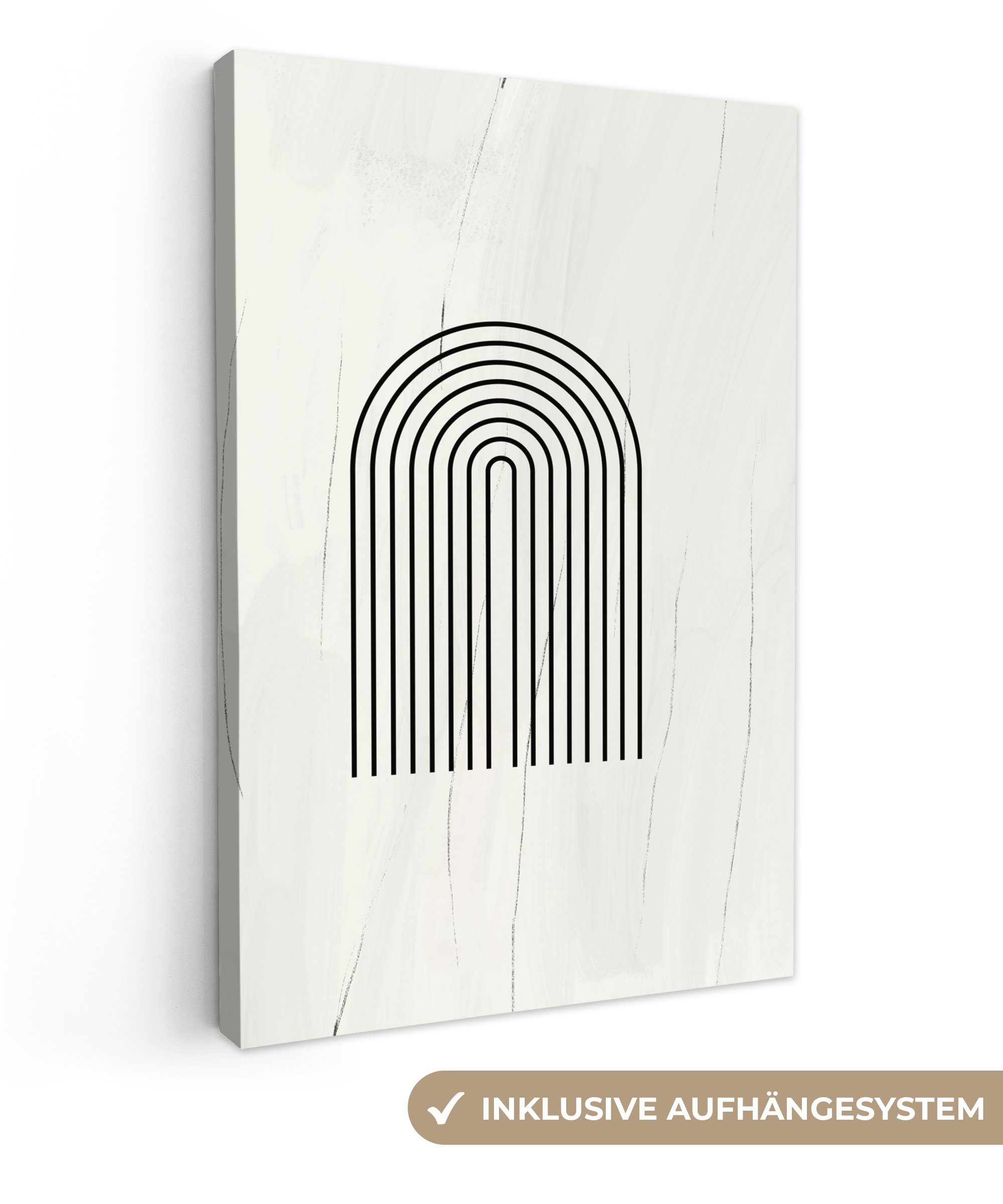 OneMillionCanvasses® Leinwandbild Kunst - Bogen - Schwarz - Weiß, (1 St), Leinwandbild fertig bespannt inkl. Zackenaufhänger, Gemälde, 20x30 cm