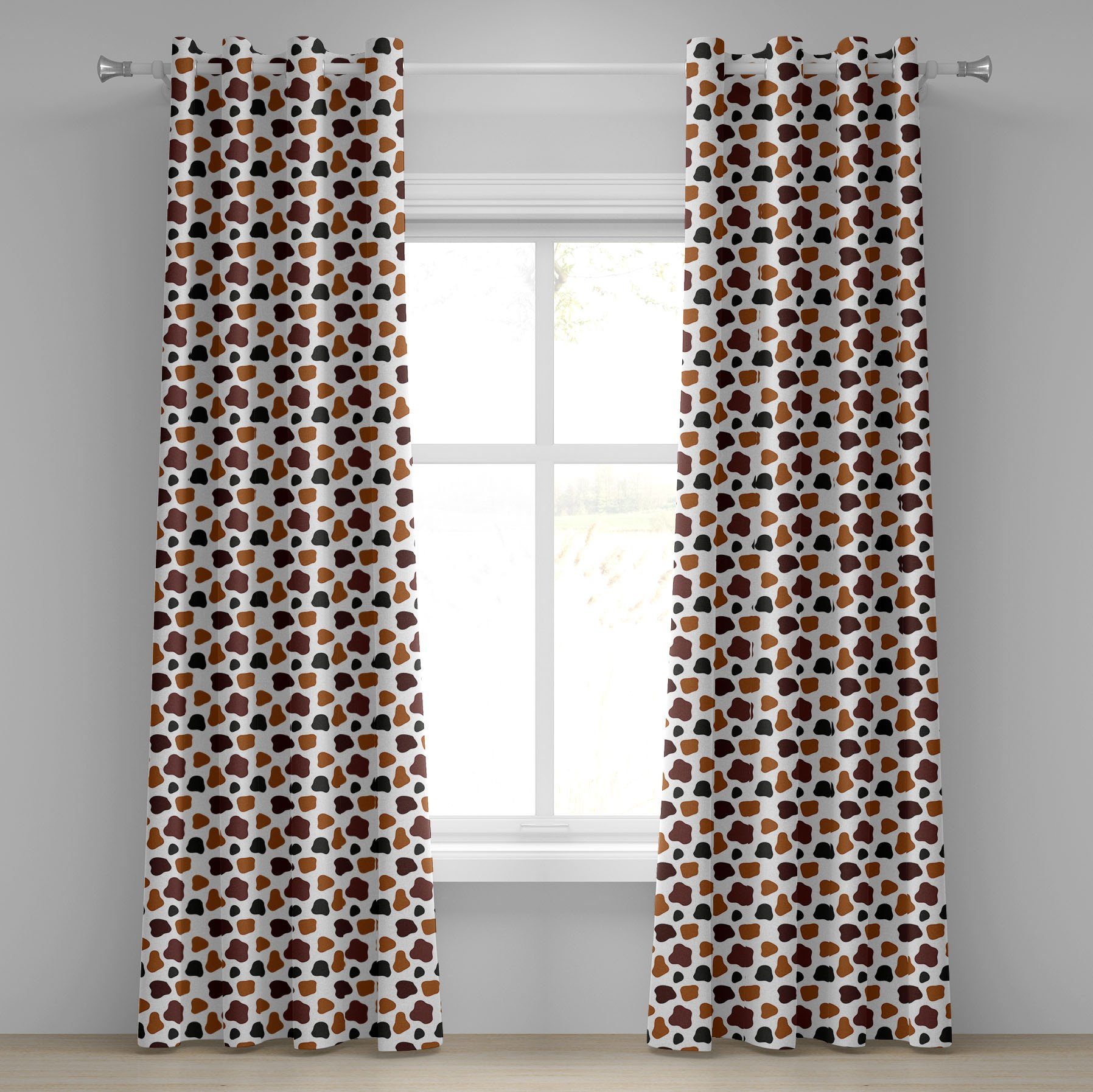 Gardine Dekorative 2-Panel-Fenstervorhänge für Schlafzimmer Wohnzimmer, Abakuhaus, Kuh-Druck Abstrakte Kuh-Fell