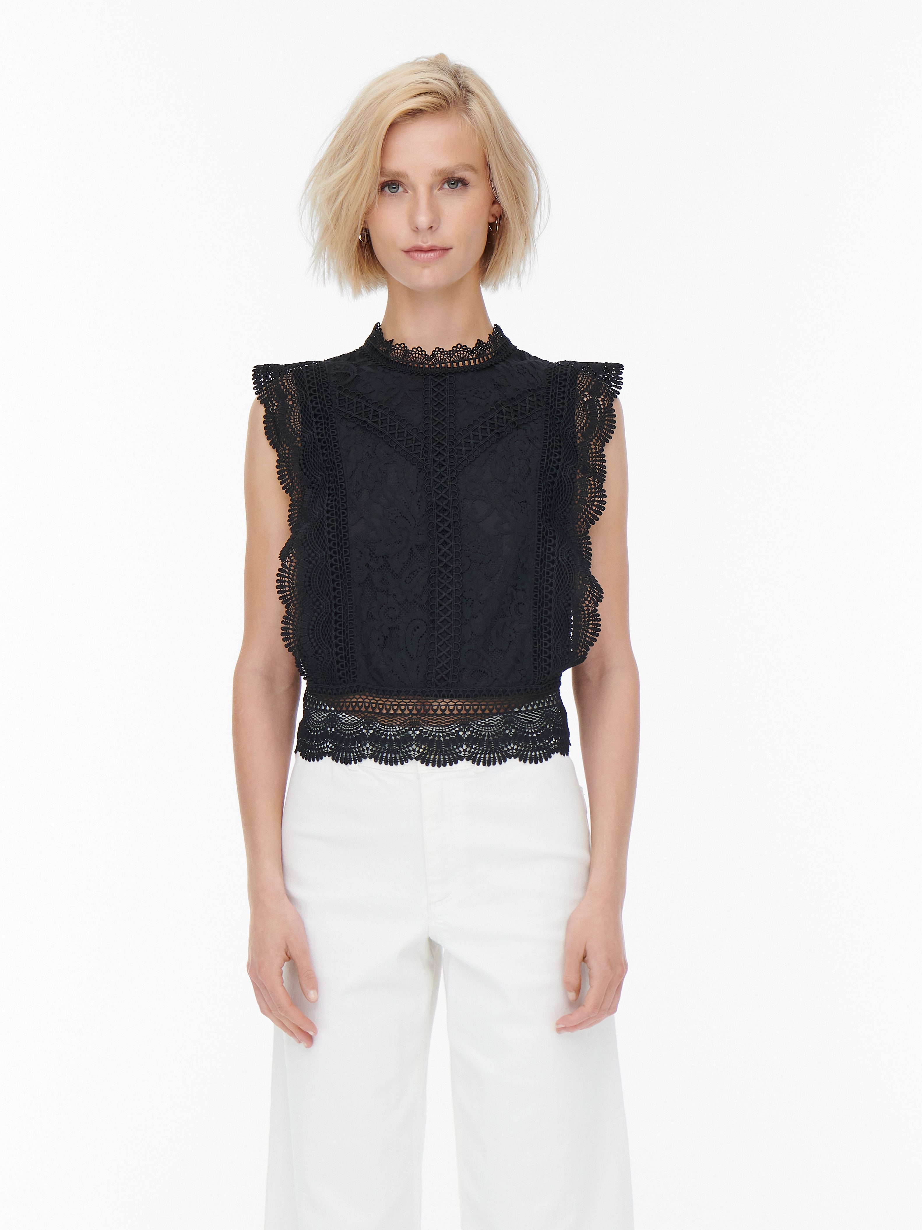 ONLY Spitzenshirt ONLKARO – Spitzentop mit Stehkragen für elegante Looks re günstig online kaufen