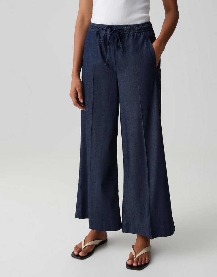 OPUS Culotte Misha move aus Denim mit weichem Griff Zarte Falten geben dem Look eine lockere Leichtigkeit