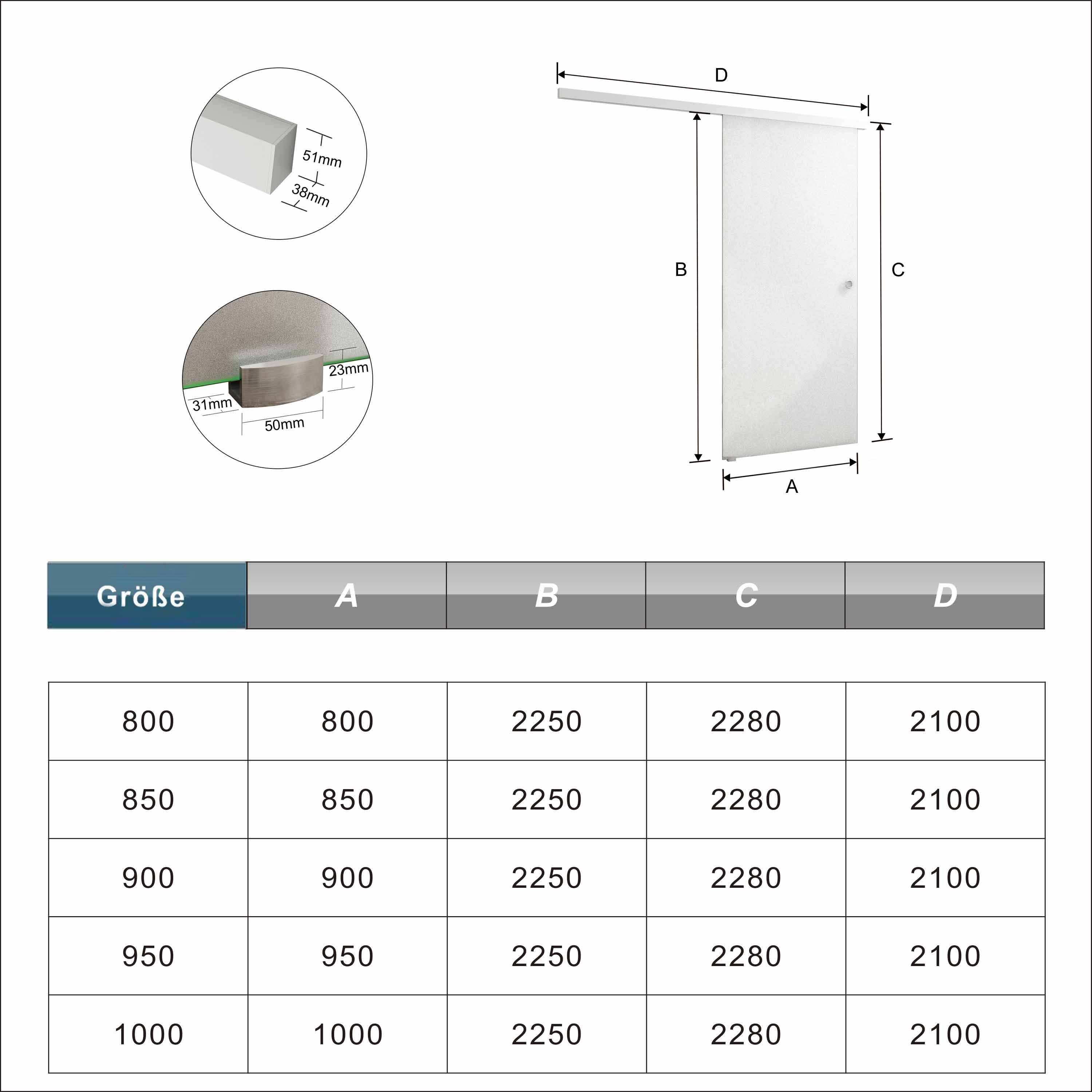 duschspa Glasschiebetür 8mm ESG Milchglas Glastür aufgehängte Schiebetür H: günstig online kaufen