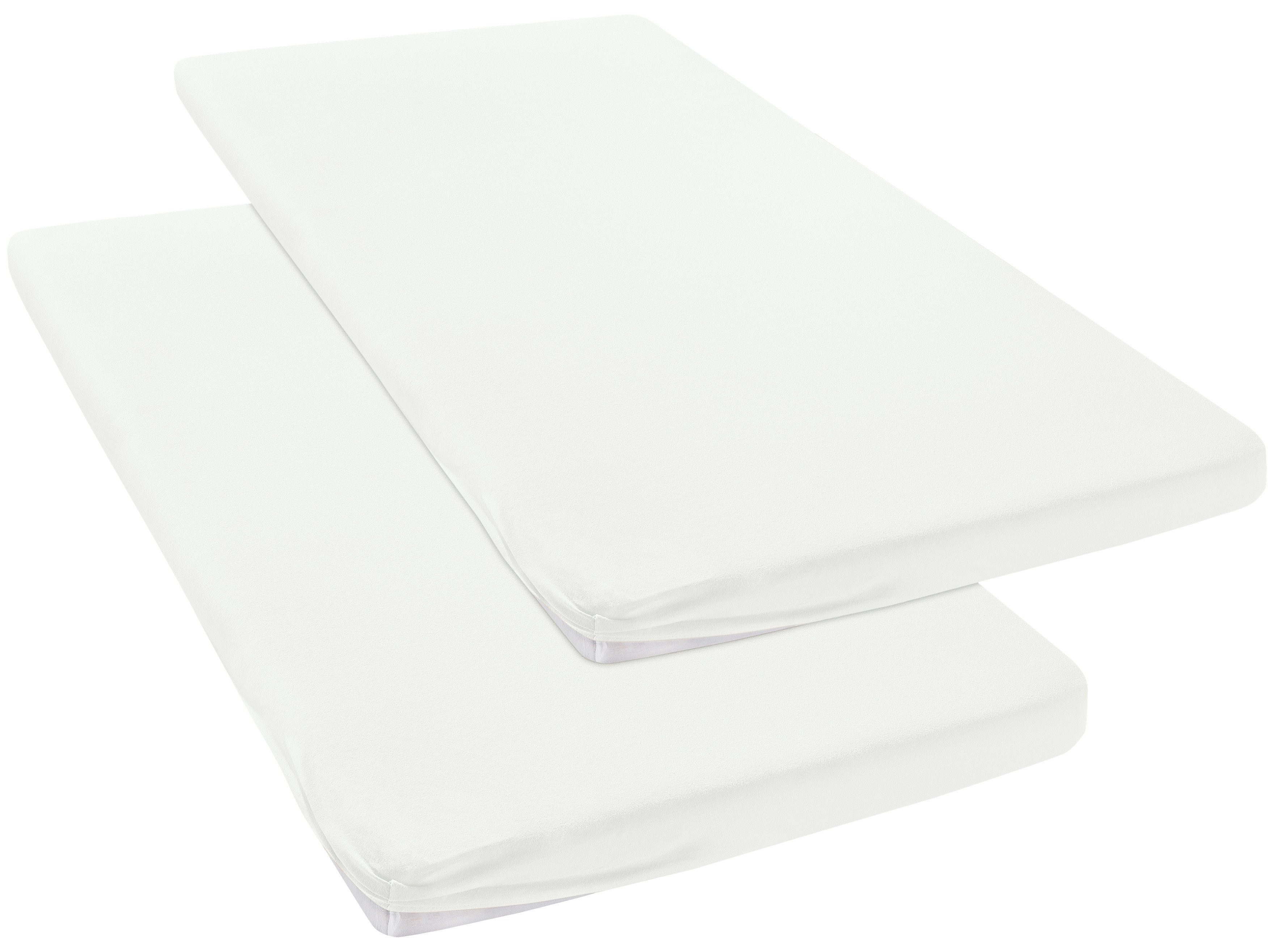 OTTO home Spannbettlaken Topper Basic, in Gr. 90x200, 140x200 oder 180x200 cm, Microfaser-Jersey, Gummizug: rundum, (2 Stück), Baumwolle, Matratzen bis 8 cm Höhe, Bettlaken, Spannbetttuch, Laken