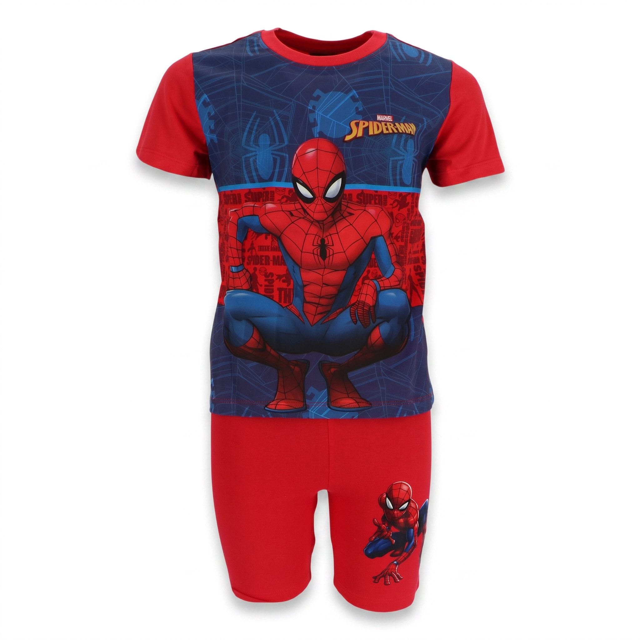 MARVEL Schlafanzug Marvel Spiderman Jungen Schlafanzug Pyjama Shirt Shorts (1 tlg) Gr. 98 bis 128 - 100% Baumwolle
