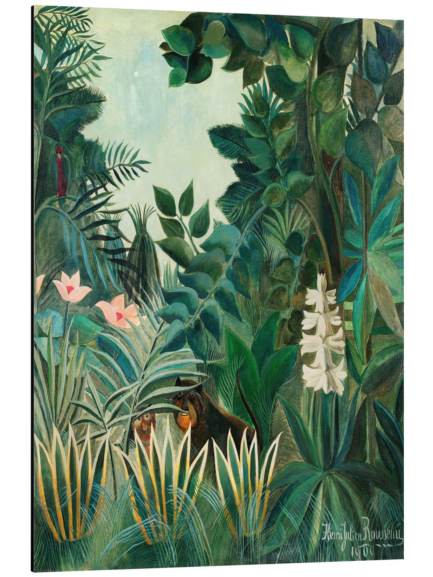 Posterlounge Alu-Dibond-Druck Henri Rousseau, Der äquatoriale Dschungel (Detail), Wohnzimmer Malerei