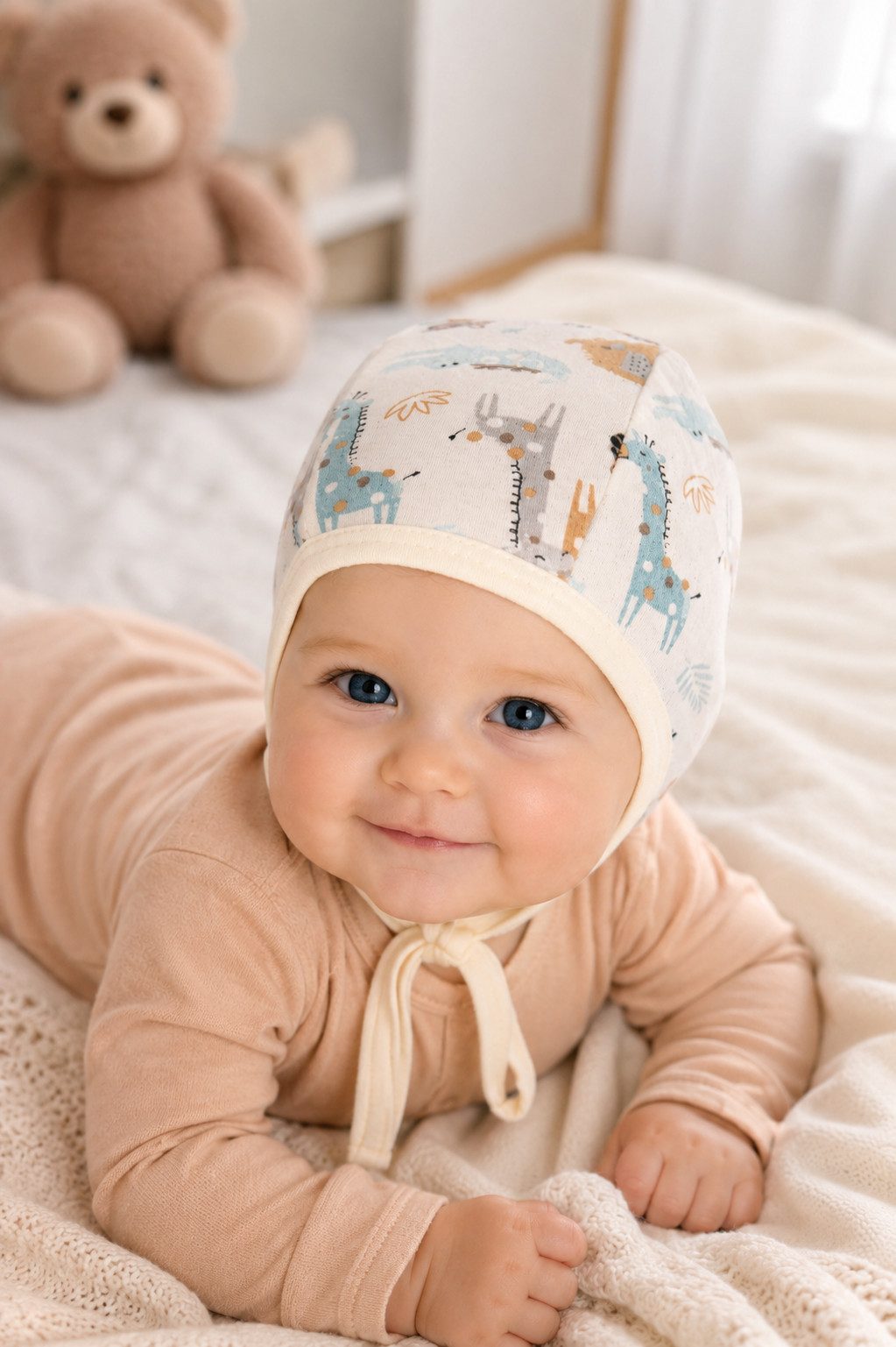 Erstlingsmütze Baby Mütze in creme für Frühchen und Neugeborene unisex
