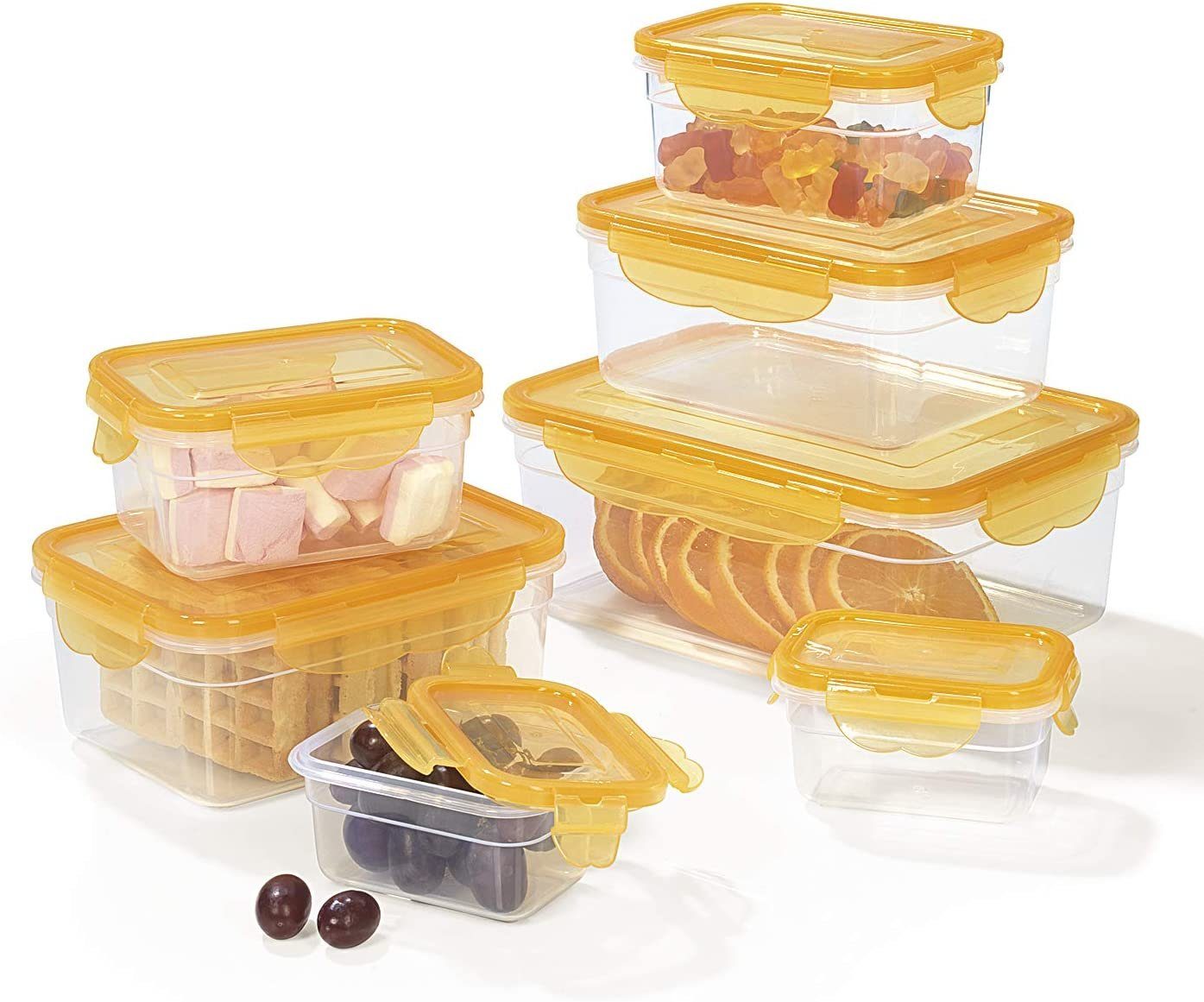 Hoberg Frischhaltedose Klick-System, Plastik, (14-tlg), Lunchbox Mango, Orange