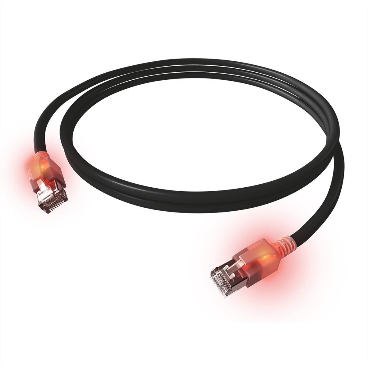 Easylan DualBoot LED Patchkabel RJ45 S/FTP Cat.6A (Class EA), RJ-45 Männlich (Stecker), RJ-45 Männlich (Stecker) (1000.0 cm), mit saCon Stecker, LSOH, CS1OSADAD0100