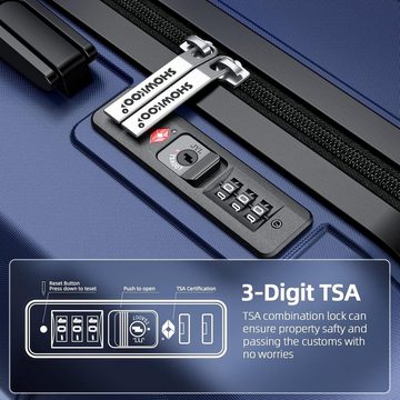 SHOWKOO Kofferset Größe L und XL mit 20% erweiterbarem Platz, 4 Rollen, Erweiterbar Reisekoffer Haltbar Trolley Handgepäck Sets mit TSA