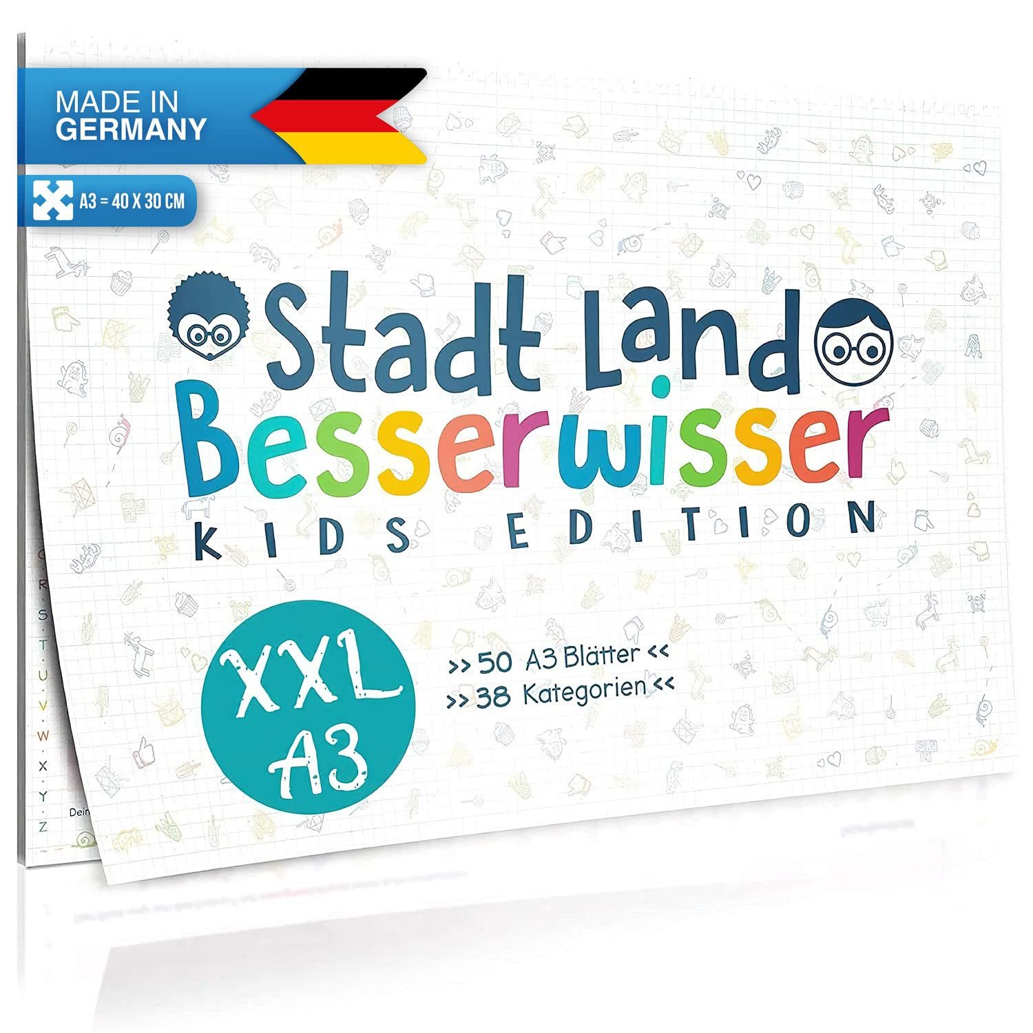 Goods+Gadgets Stadt Land Besserwisser – Quiz & Partyspiel für Erwachsene & Freunde, Stadt, Land, Besserwisser Block, Spiele-Klassiker Neuauflage