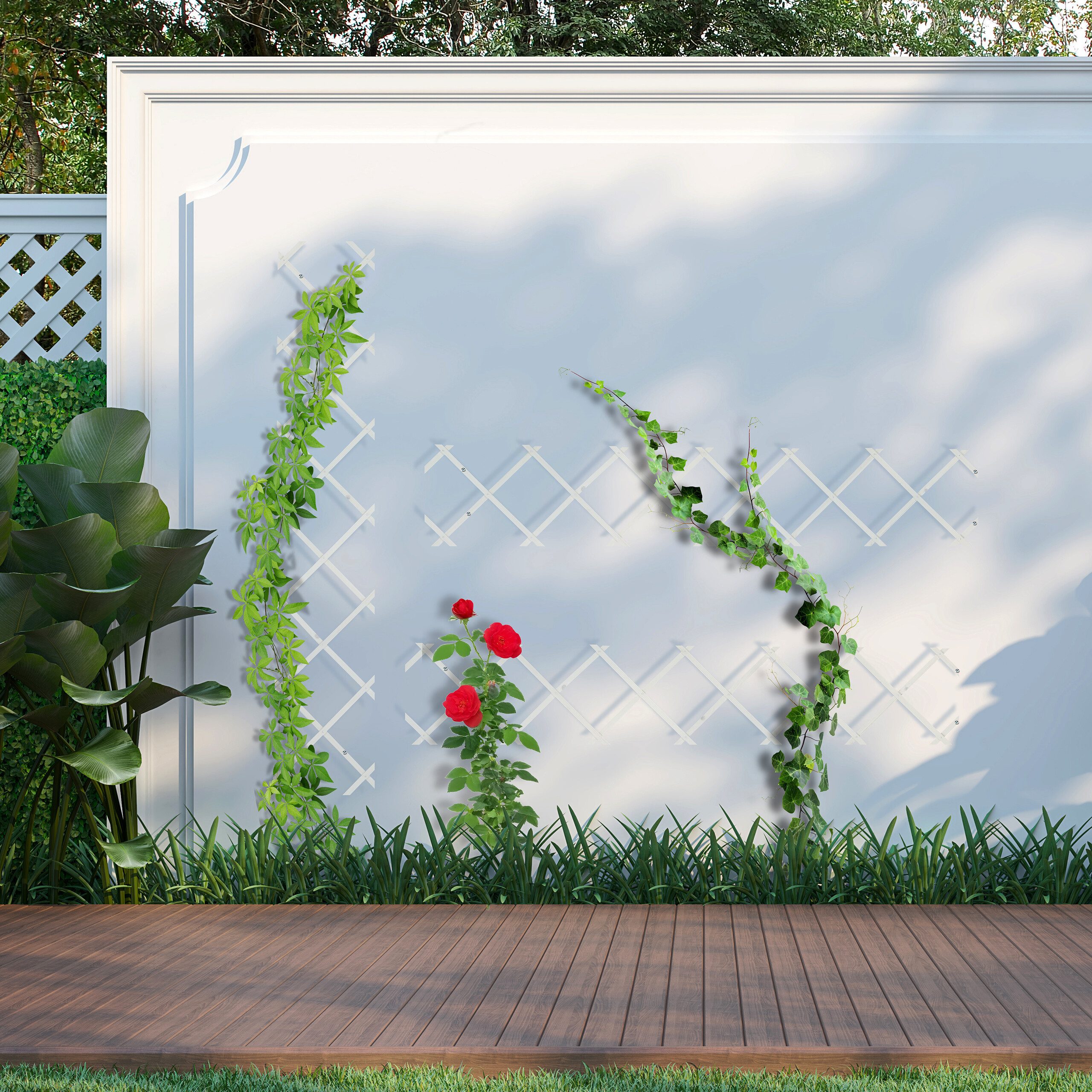 relaxdays Rankgitter Ausziehbares Rankgitter im 3er Set, weiß günstig online kaufen