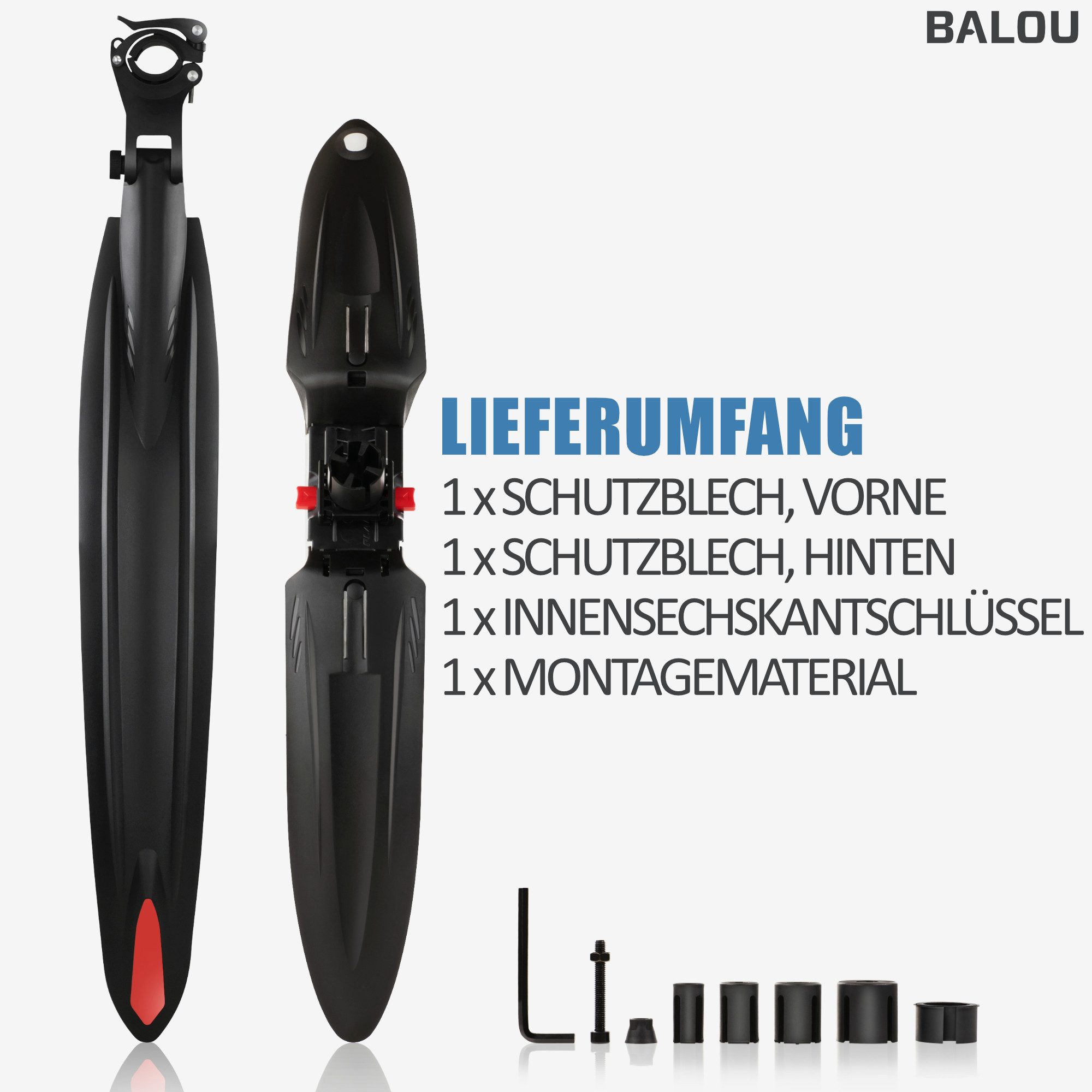 BALOU Schutzblech BALOU Mountainbike Fahrrad Schutzblech, 24-29" – Bild 3 von 5