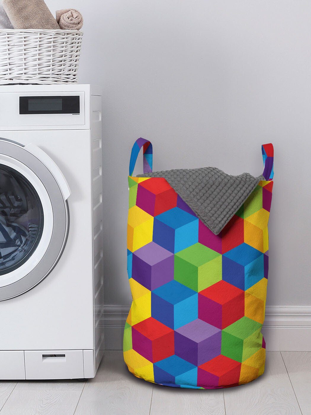 Griffen Abakuhaus Kordelzugverschluss Wäschesäckchen Regenbogen-Inspired für Waschsalons, Wäschekorb Würfel mit Childish