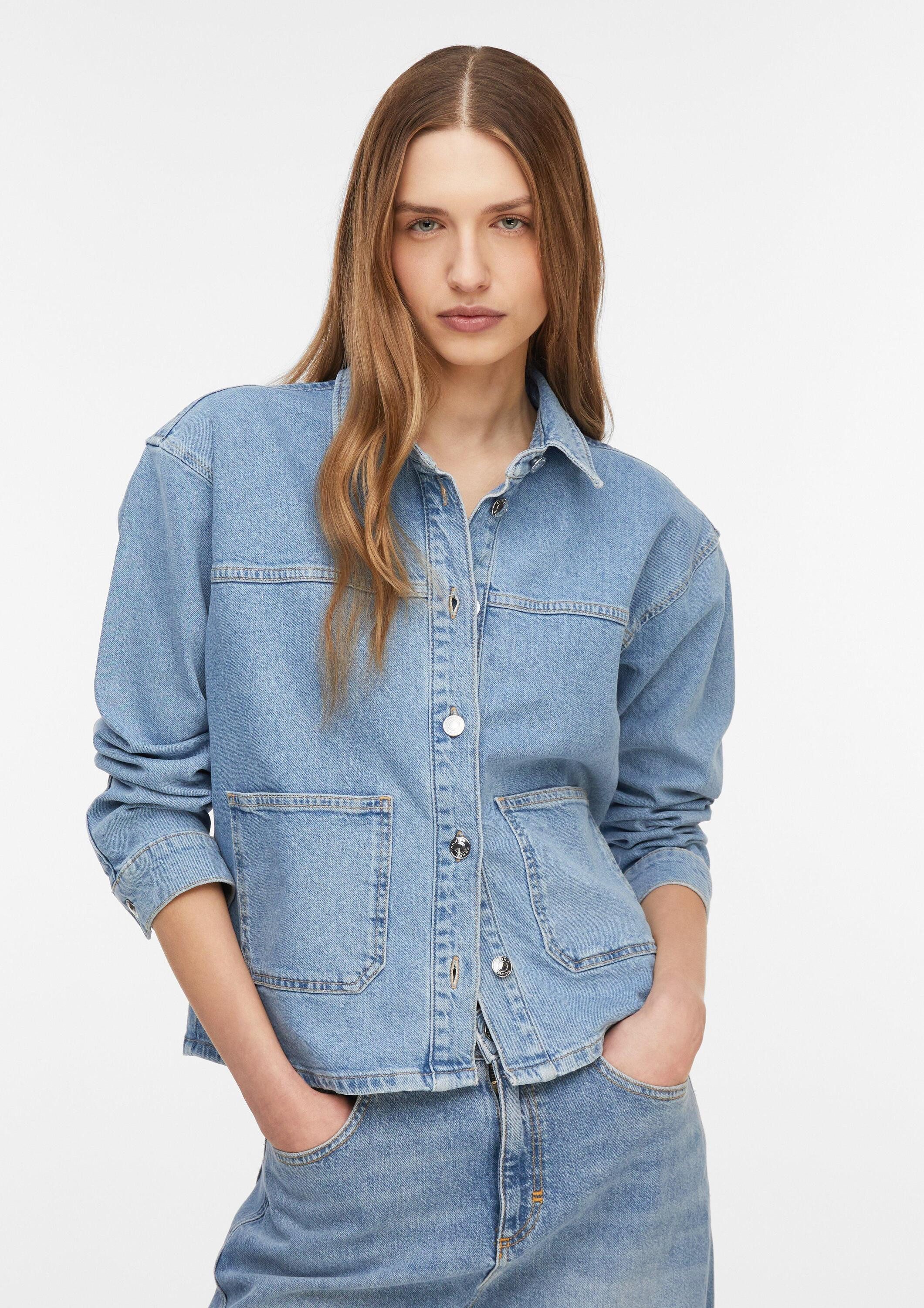 comma Funktionsjacke Indoor-Jacke Relaxed Denim-Jacke mit aufgesetzten Taschen
