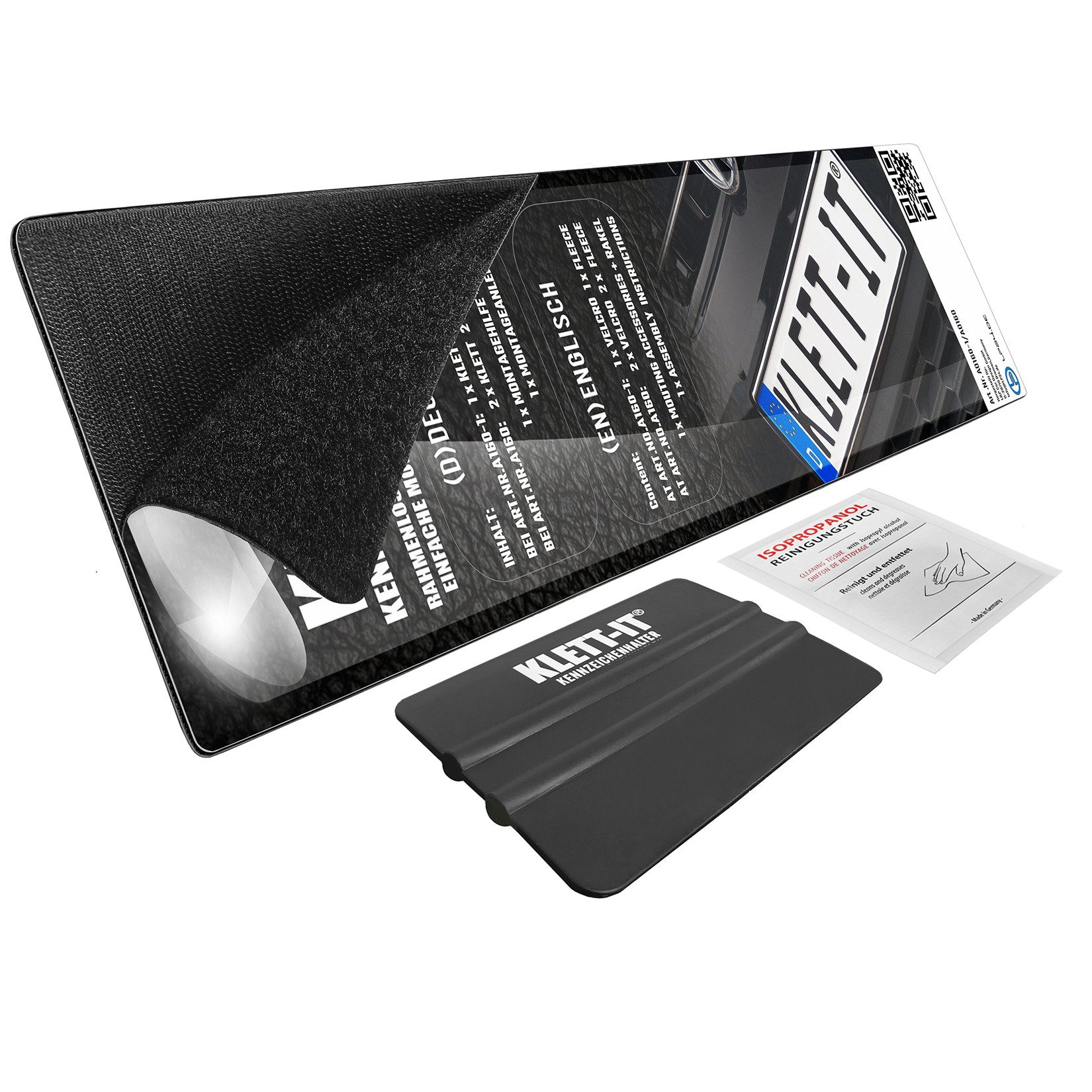 KLETT-IT Kennzeichenhalter für Auto rahmenlos Klett Original Klett-IT®, (1 Stück)