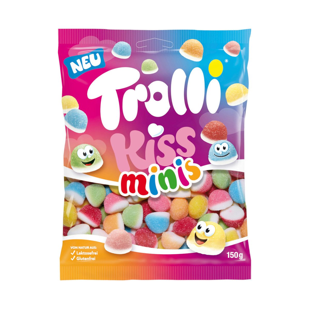 TROLLI Süßigkeit, Trolli Kiss Minis Schaumzuckerbonbon Fruchtgummi Packung 150g
