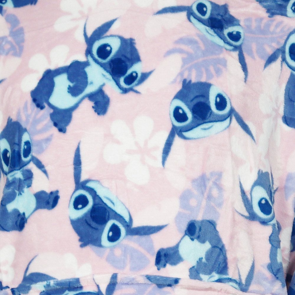Disney Sweatponcho Disney Stitch Kuschelponcho Kuscheldecke mit Ärmeln Kapuze S-L Bauchtasche