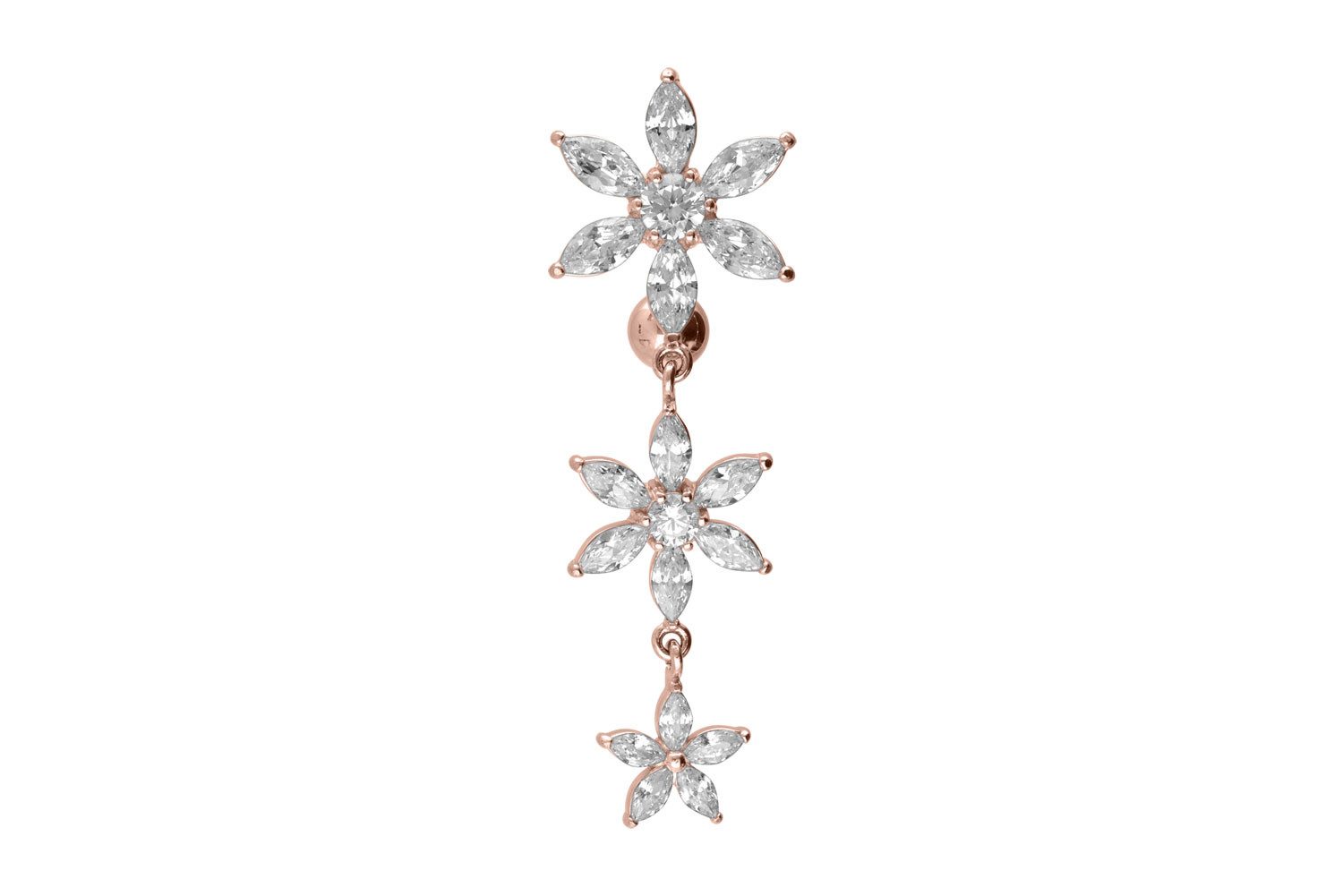 PIERCINGLINE Bauchnabelpiercing Chirurgenstahl Bananabell 3 GROSSE KRISTALLBLUMEN (Bananabells, 1-tlg)