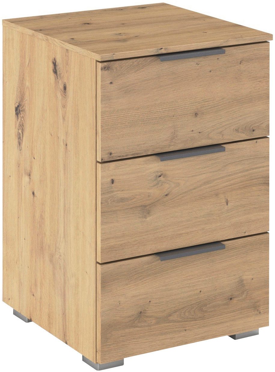 rauch Nachtkommode Nachttisch Nachtkonsole AGORDO in Dekor- oder Hochglanzfront (in zwei Griff-Farben, Breite 40 cm), mit 3 geräumigen Schubladen für viel Stauraum MADE IN GERMANY