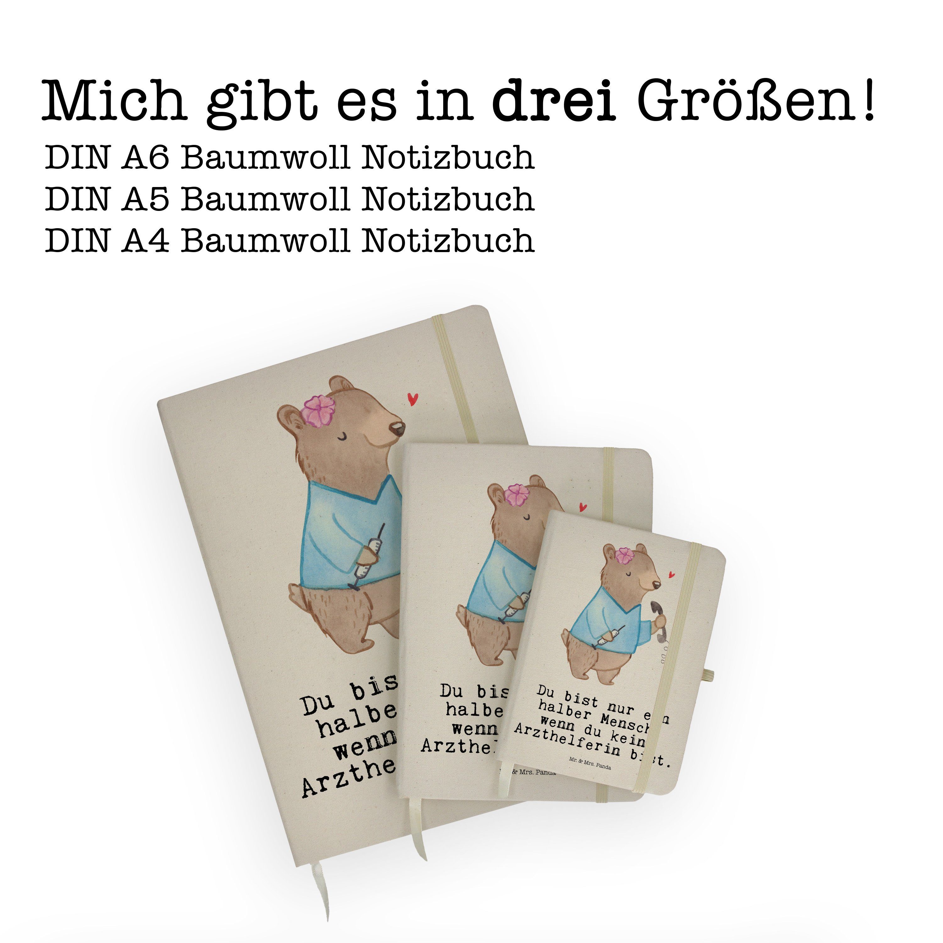 Mr. & Mrs. Me Mr. - Arzthelferin & Geschenk, Notizen, Notizbuch - Herz Mrs. Tagebuch, Panda mit Transparent Panda