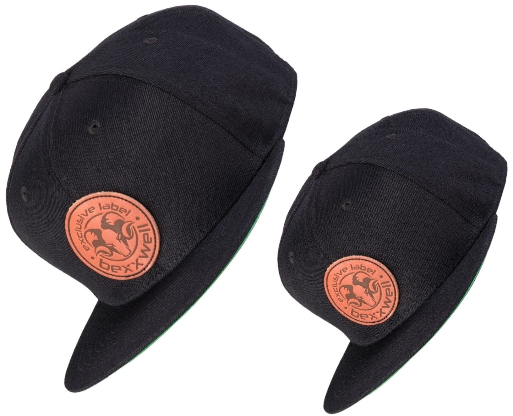 Snapback Cap 2er-Set Partnerlook für Klein und Groß mit Leder-Patch