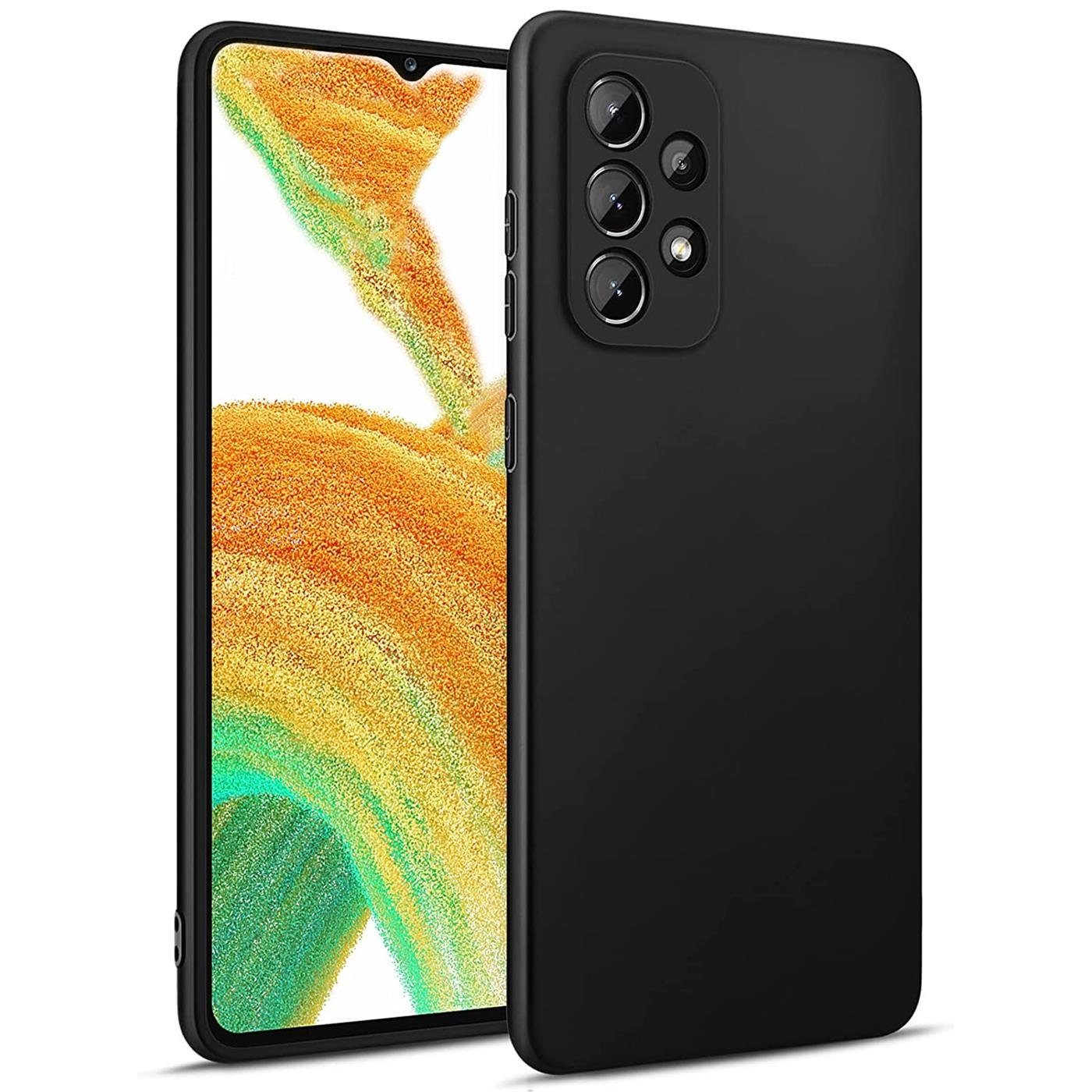 CoolGadget Handyhülle Handy Schutzhülle für Samsung Galaxy A33 5G matt schwarz 6,4 Zoll, Silikon TPU Hülle Schutz Tasche Cover schlicht Slim Case