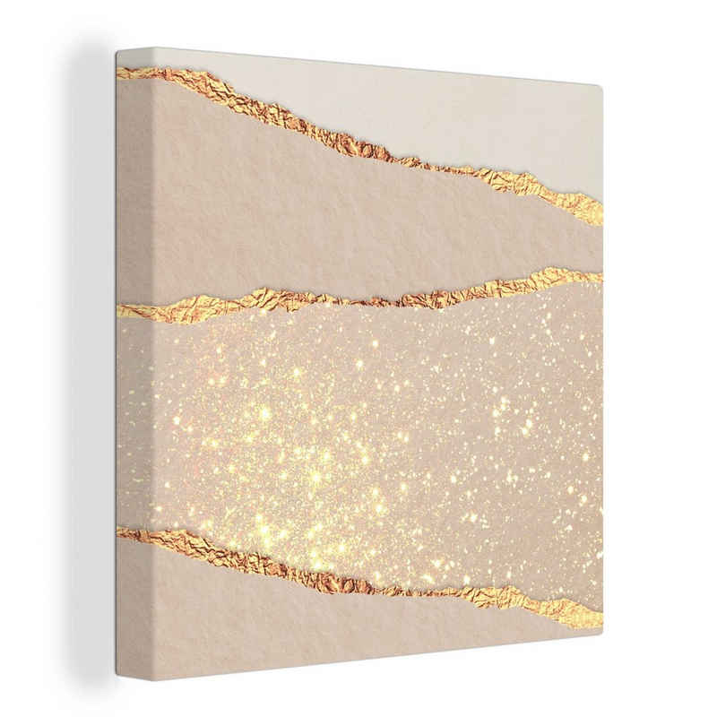OneMillionCanvasses® Leinwandbild Glitzer - Luxus - Gold - Abstrakt, (1 St), Leinwand Bilder für Wohnzimmer Schlafzimmer