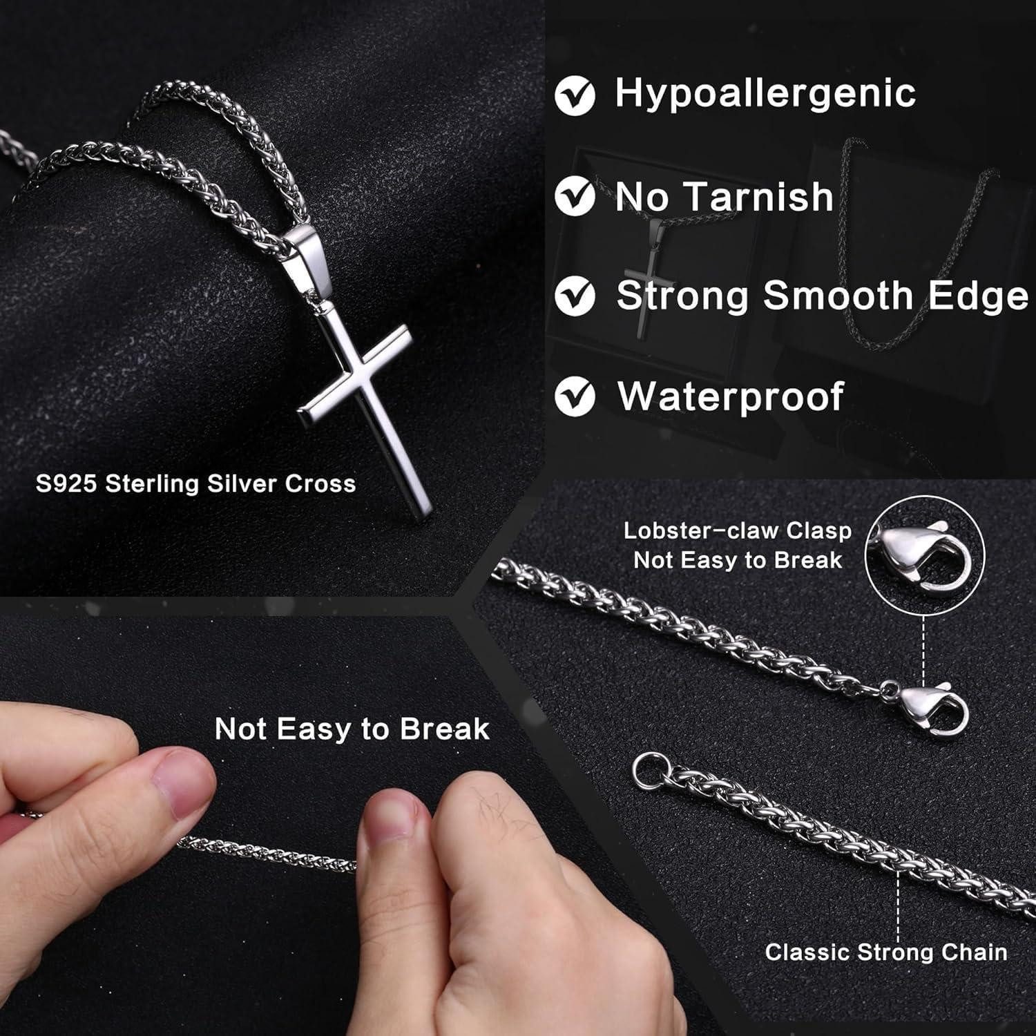LuxusKollektion Kreuzkette 925 Silber Kreuzkette mit Weizenkette für Herren und Damen 71cm