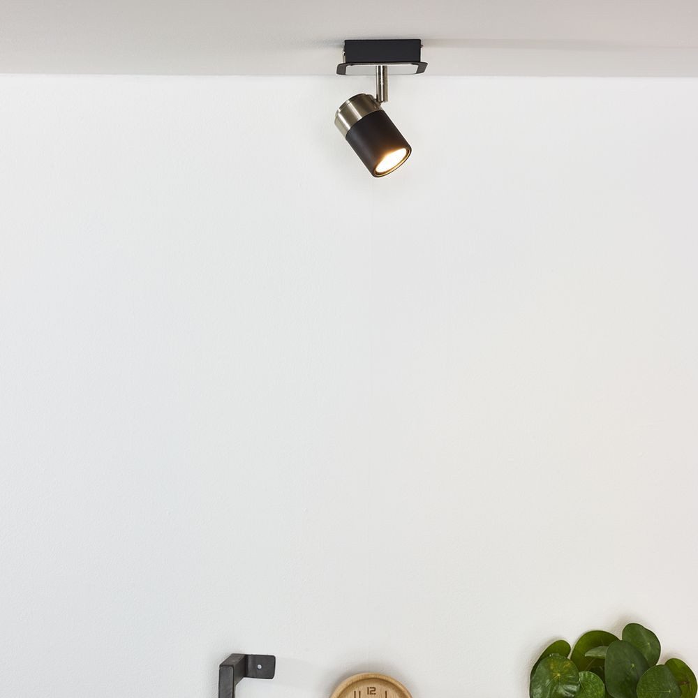 Lucide Deckenstrahler LED Deckenleuchte Lennert in Schwarz und Chrom-Matt GU10 5W 320lm, LED