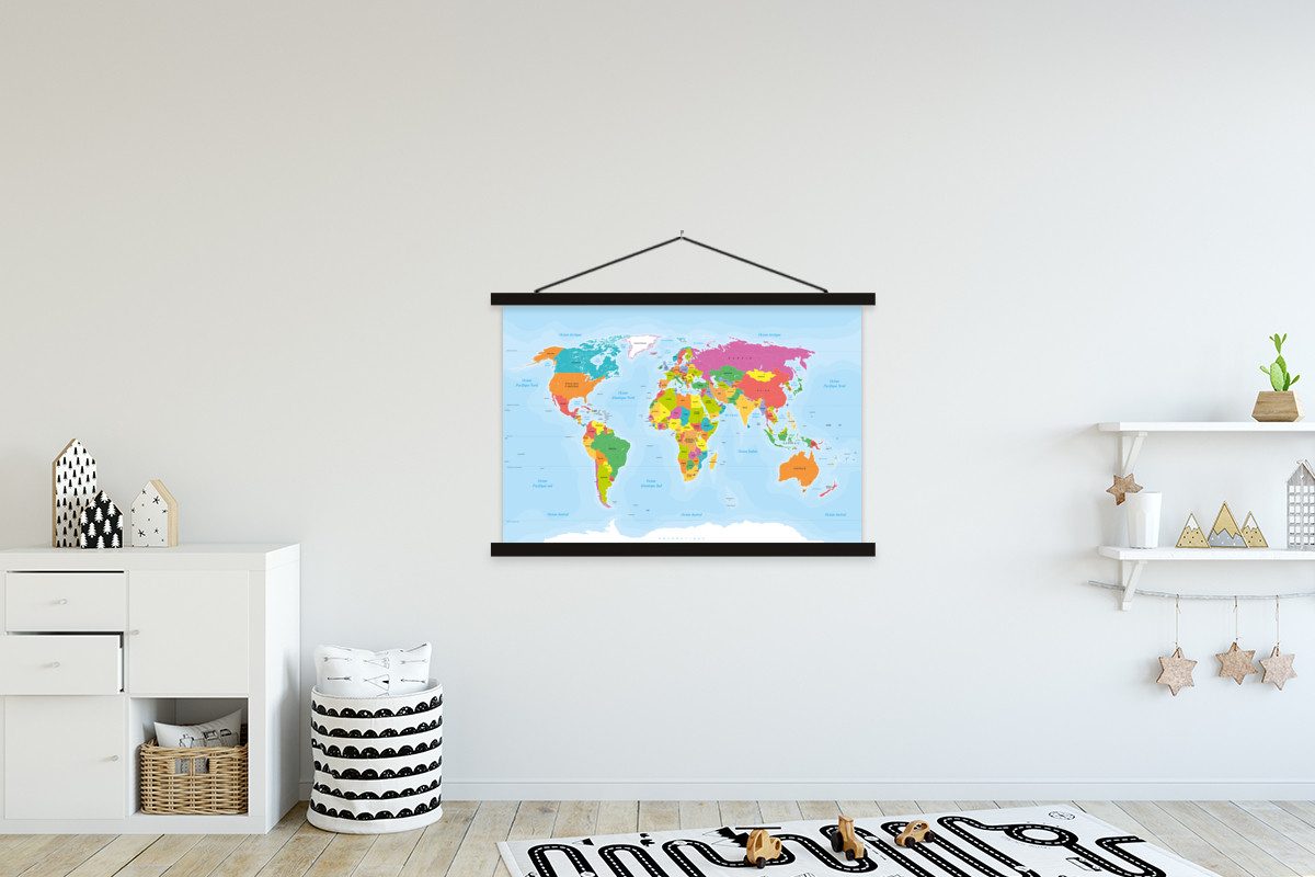 MuchoWow Poster Französische Weltkarte - Farben günstig online kaufen