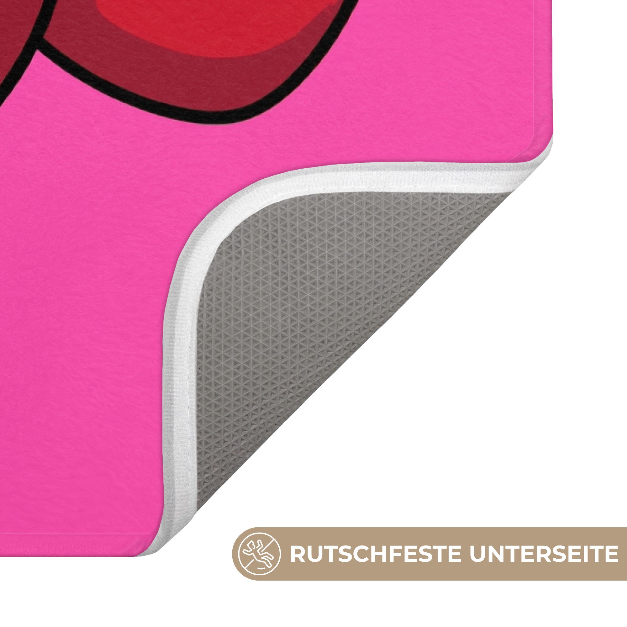 OnlyWow WC-Vorleger Kirsche - Rosa - Obst, Höhe 10 mm, Polyester, Rechteckig, WC Teppich, Toilettenvorleger, Toilettenteppich, Badematte 40x60 cm