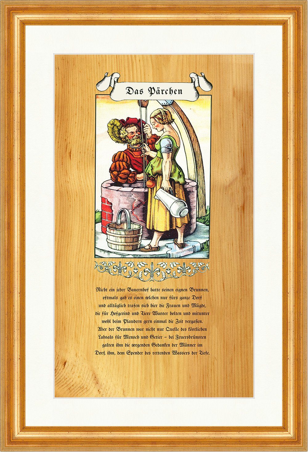 Kunstdruck Das Pärchen Liebe Brunnen Wasser Tiefe Stand 326 Gerahmt, (1 St)
