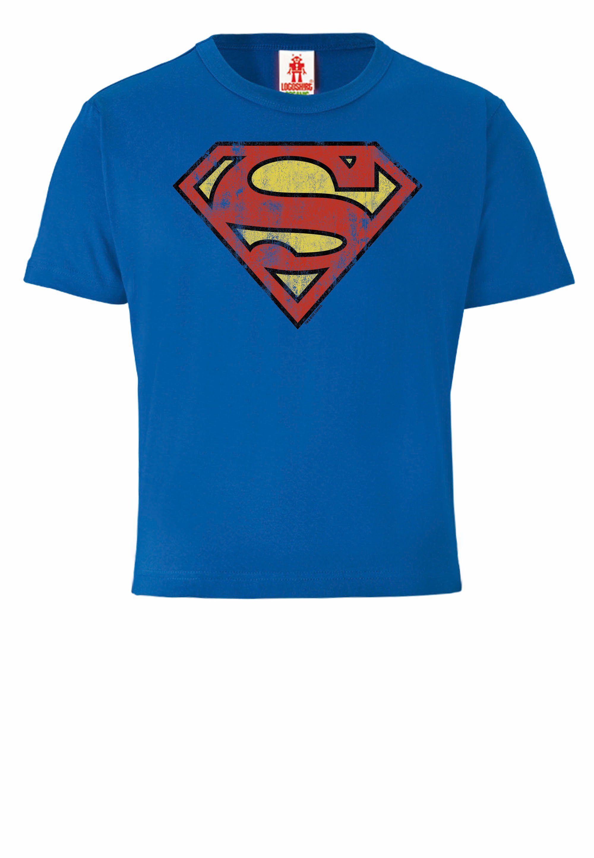LOGOSHIRT T-Shirt Comics lizenziertem Superman – Print mit DC blau